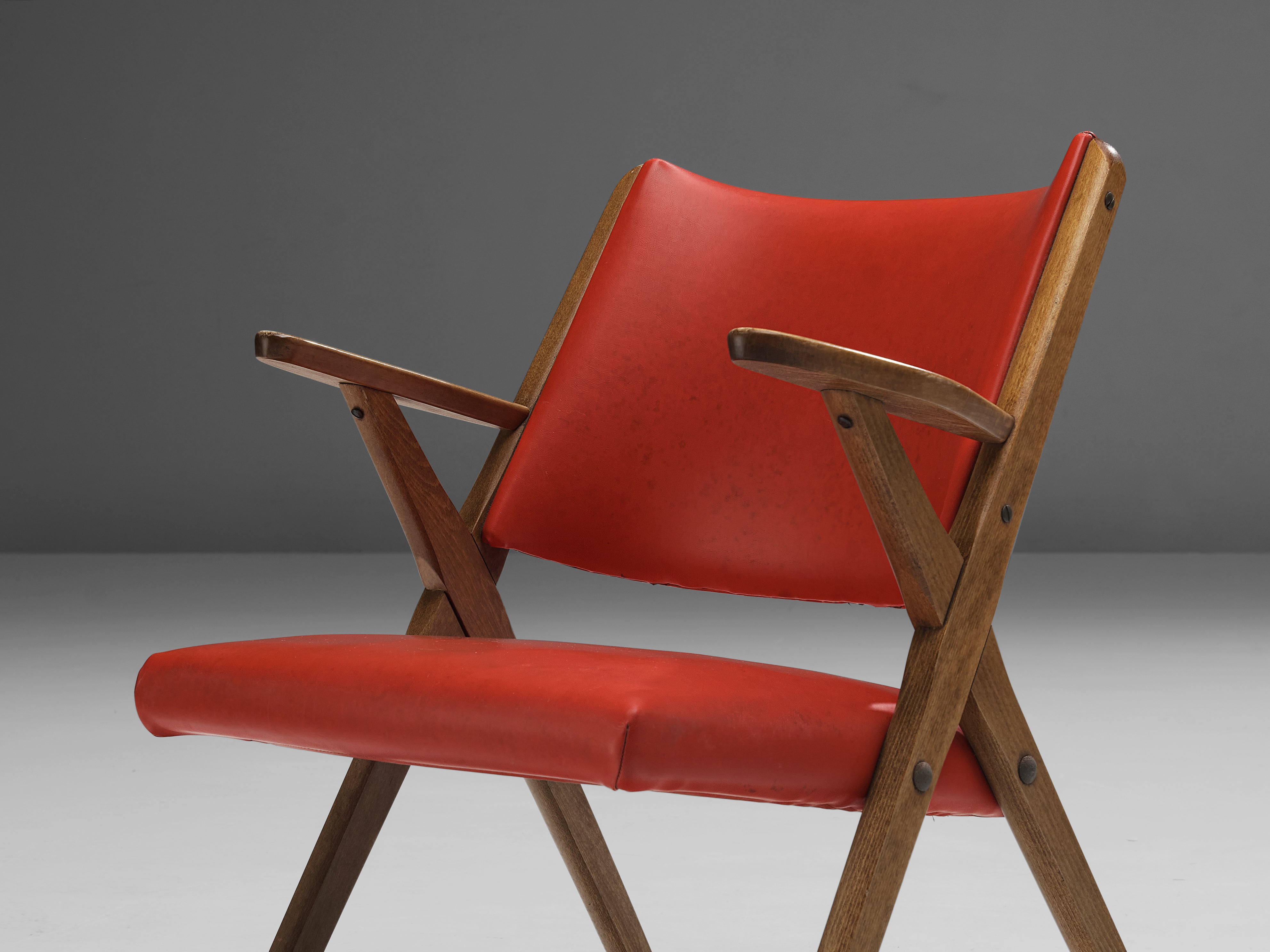 Italian Armchairs in Bright Red Seating Morentz