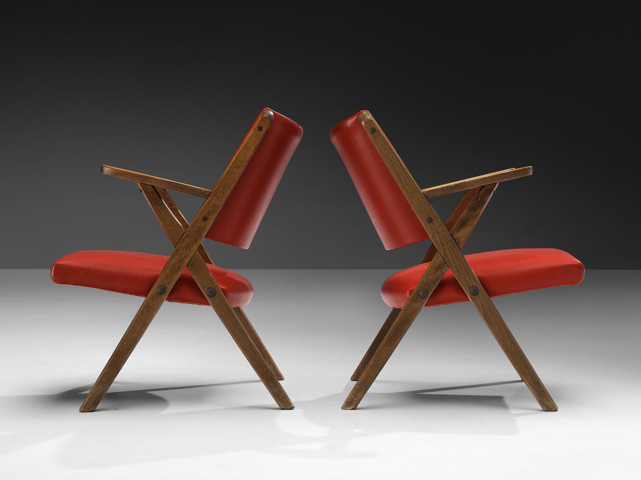 Italian Armchairs in Bright Red Seating Morentz