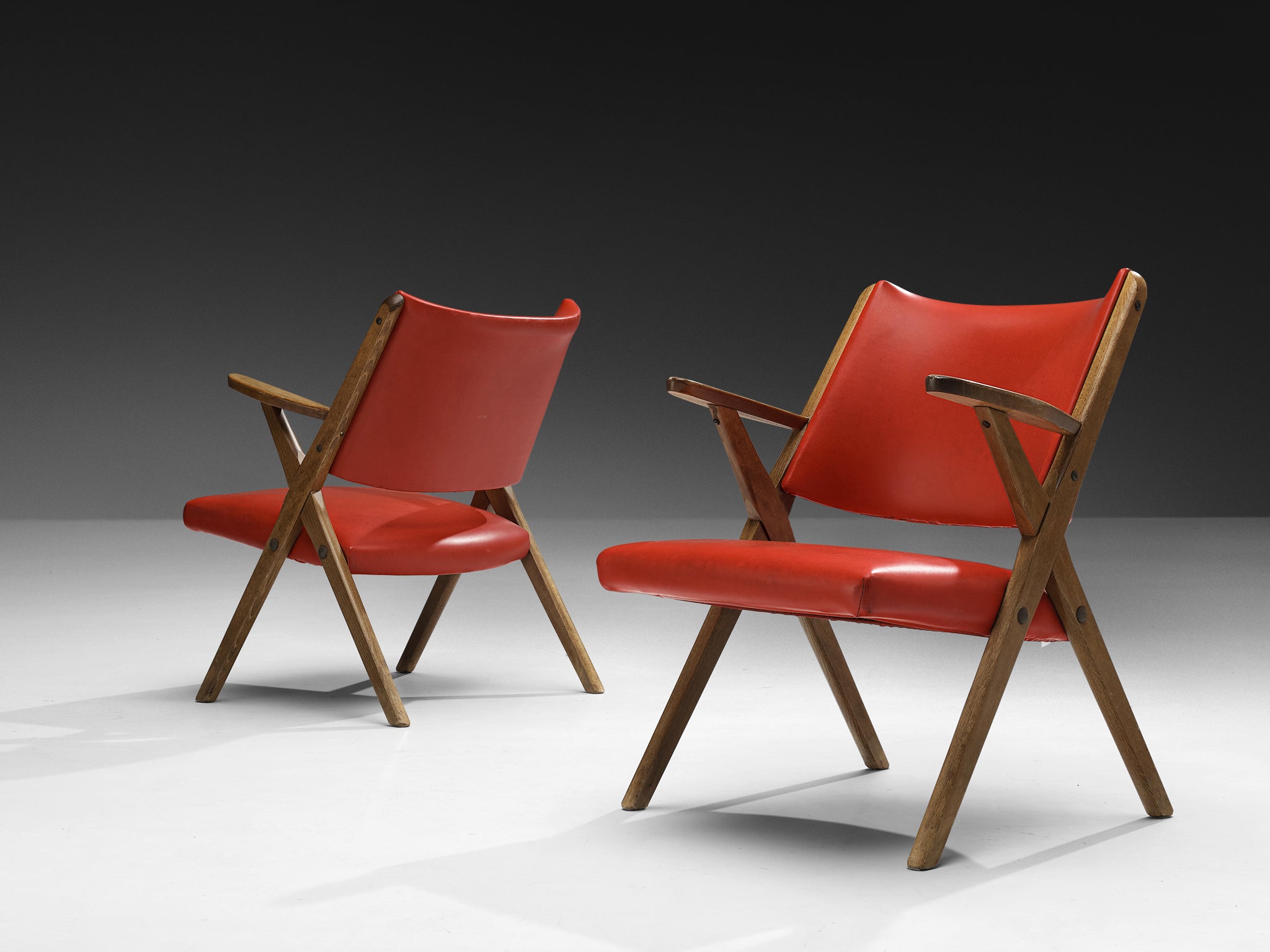 Italian Armchairs in Bright Red Seating Morentz