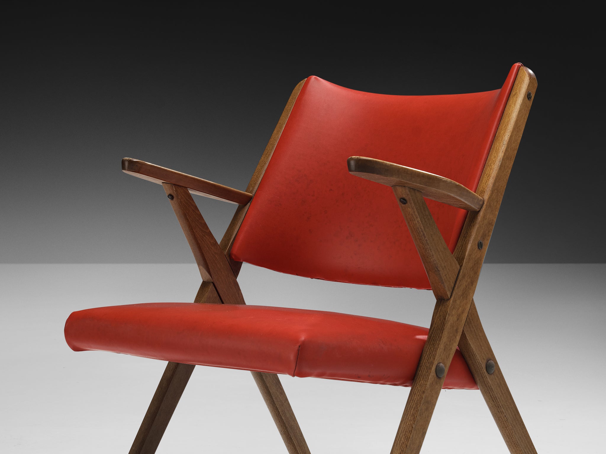 Italian Armchairs in Bright Red Seating Morentz