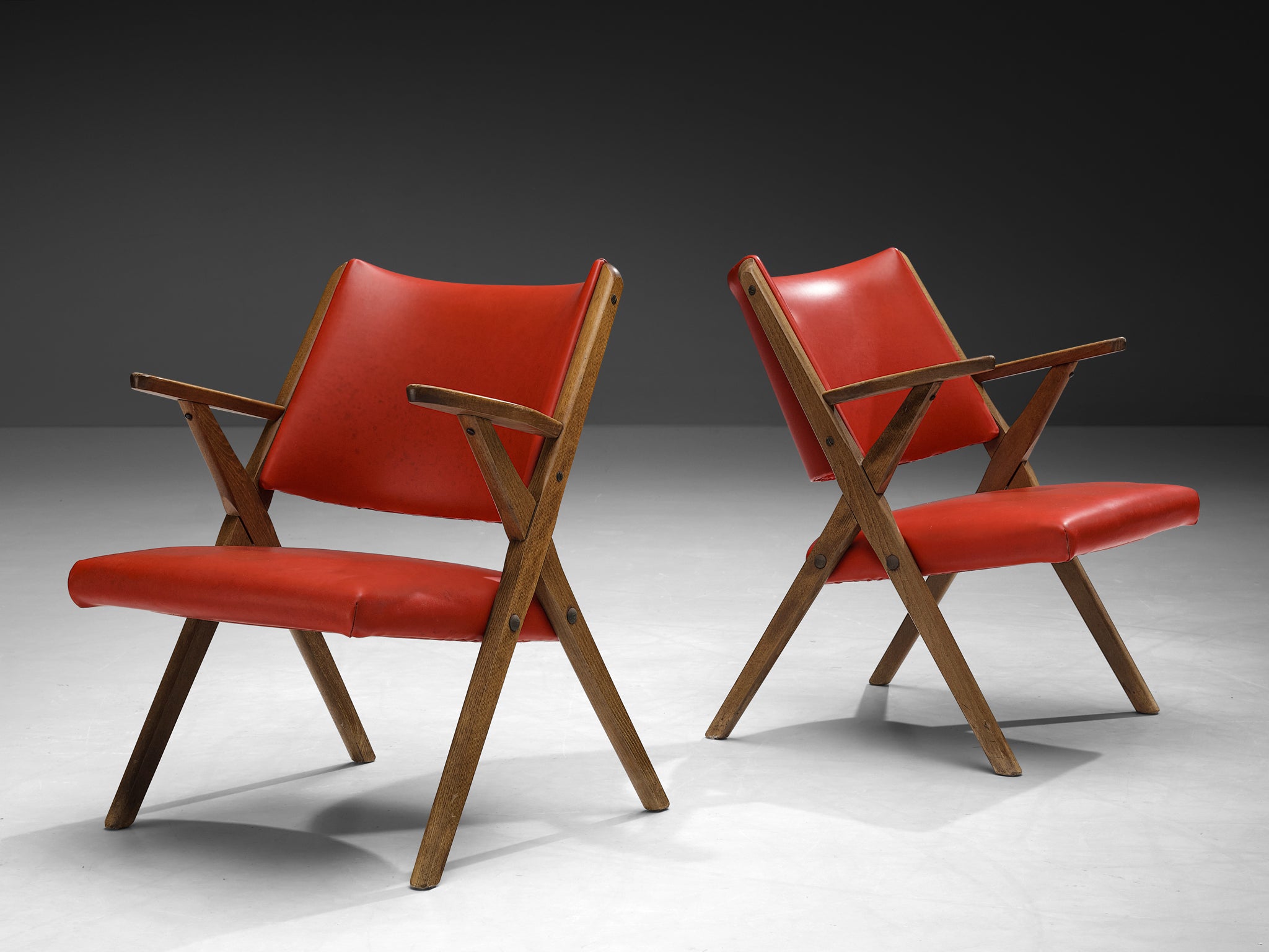 Italian Armchairs in Bright Red Seating Morentz
