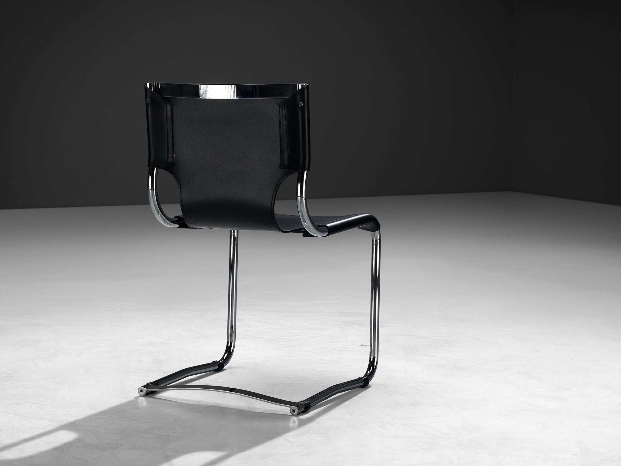 Carlo Bartoli for T 70 Tubular Dining Chair in Black Leather and Steel seating Morentz