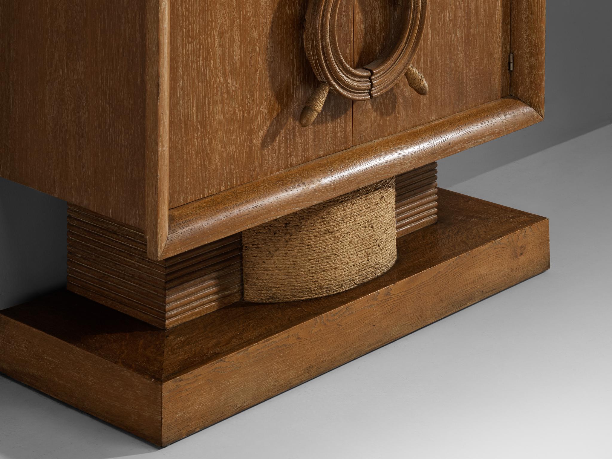 Nautical Bar Cabinet in Oak in Style of Charles Dudouyt case pieces and storage cabinets Morentz