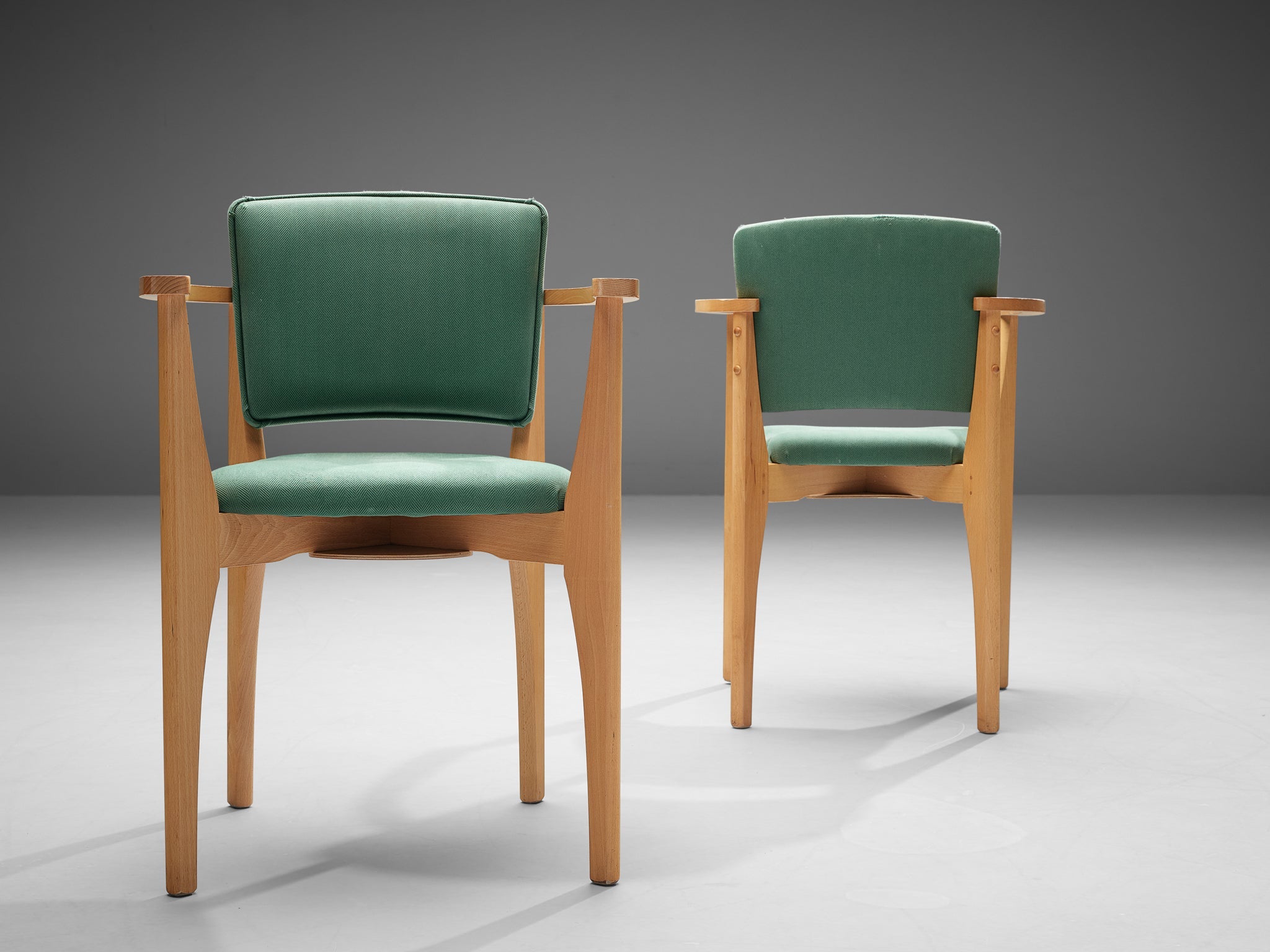 Set of Six Sculptural Dining Chairs With Elegant Wooden Frames seating Morentz