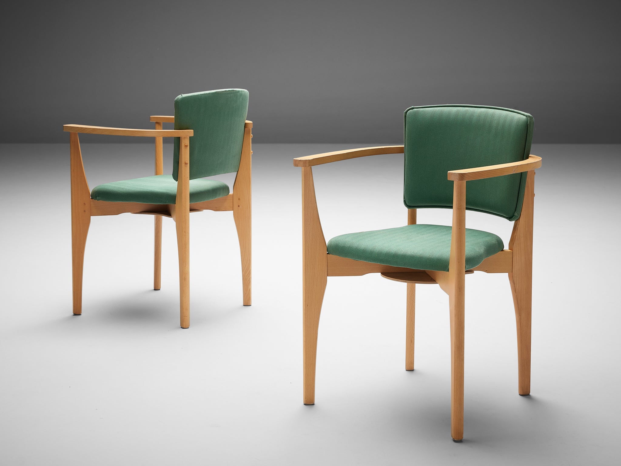 Set of Six Sculptural Dining Chairs With Elegant Wooden Frames seating Morentz