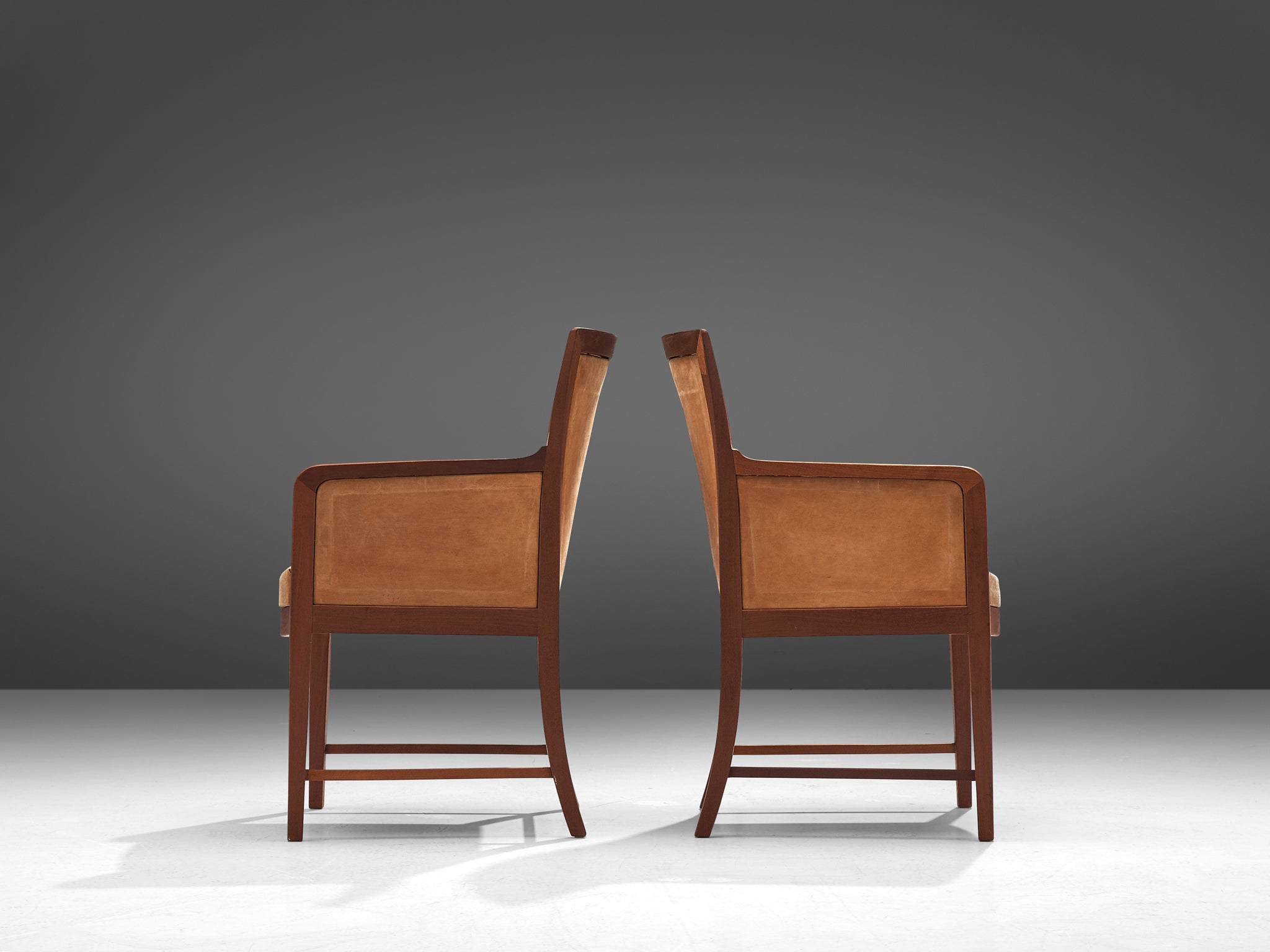 Kaj Gottlob for Rud Rasmussen Pair of Armchairs in Mahogany and Leather seating Morentz