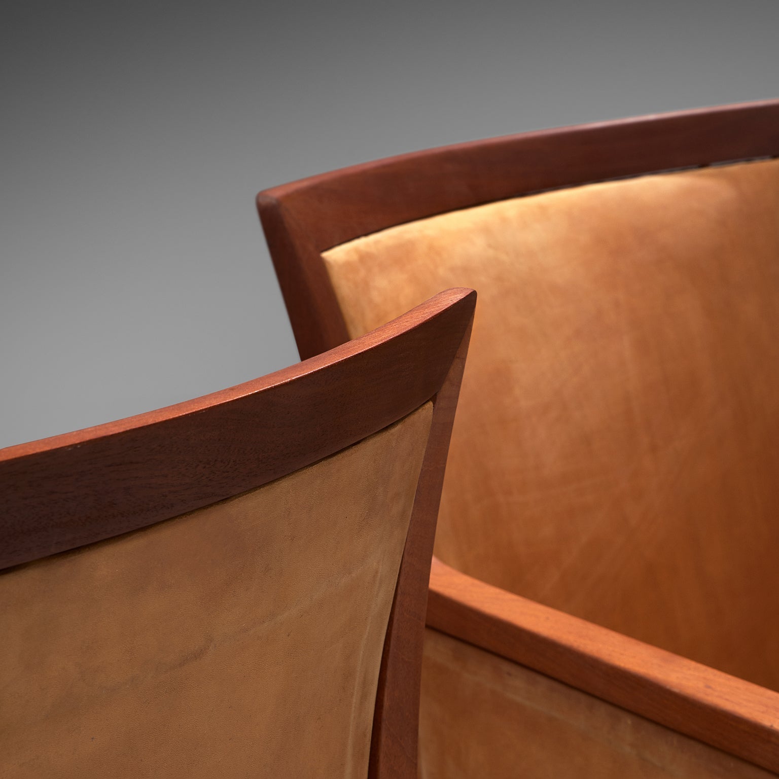 Kaj Gottlob for Rud Rasmussen Pair of Armchairs in Mahogany and Leather seating Morentz