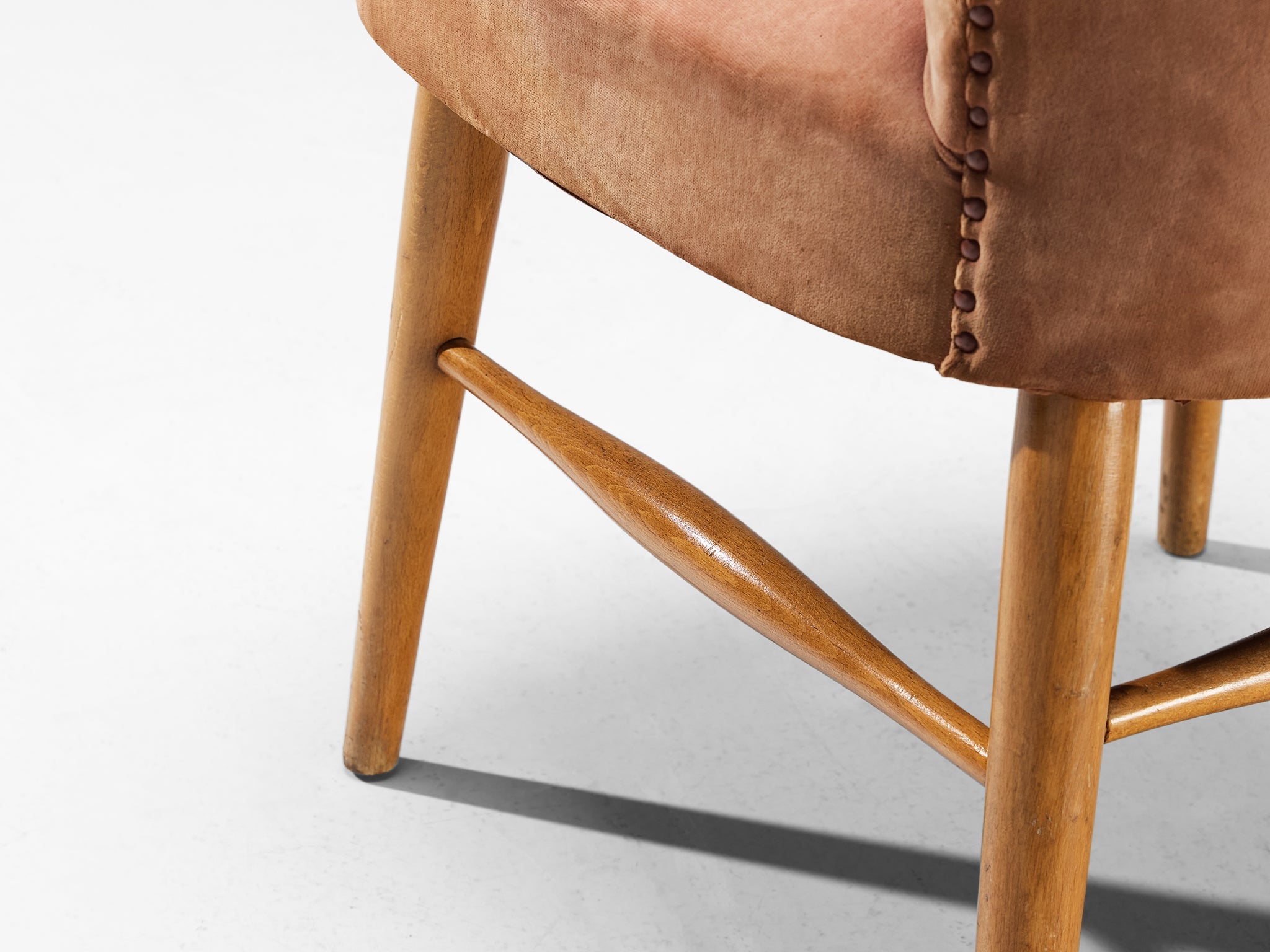 European Dining Chairs in Soft Pink Velvet Upholstery and Wood seating Morentz