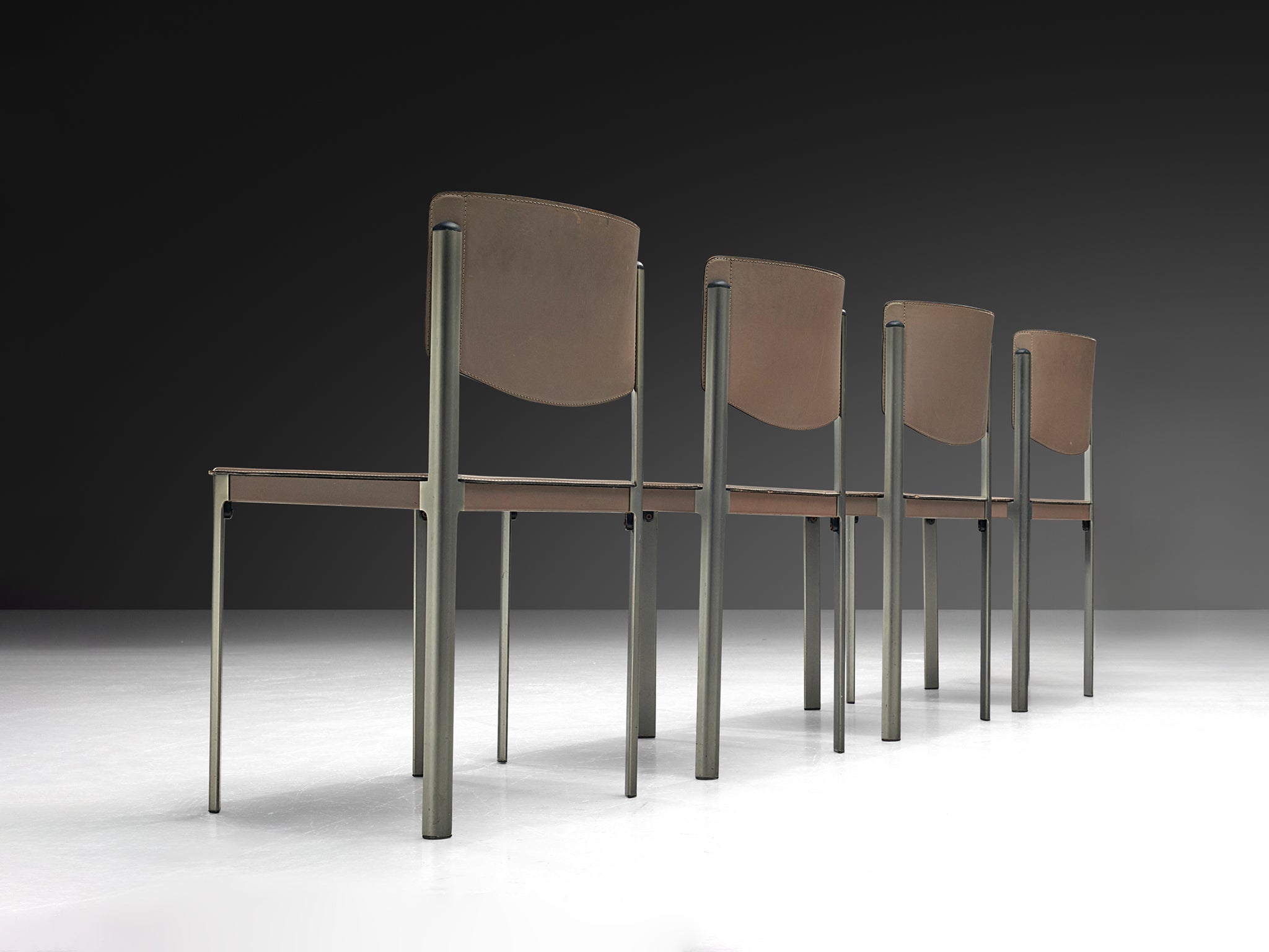 Matteo Grassi Dining Chairs in Leather and Steel