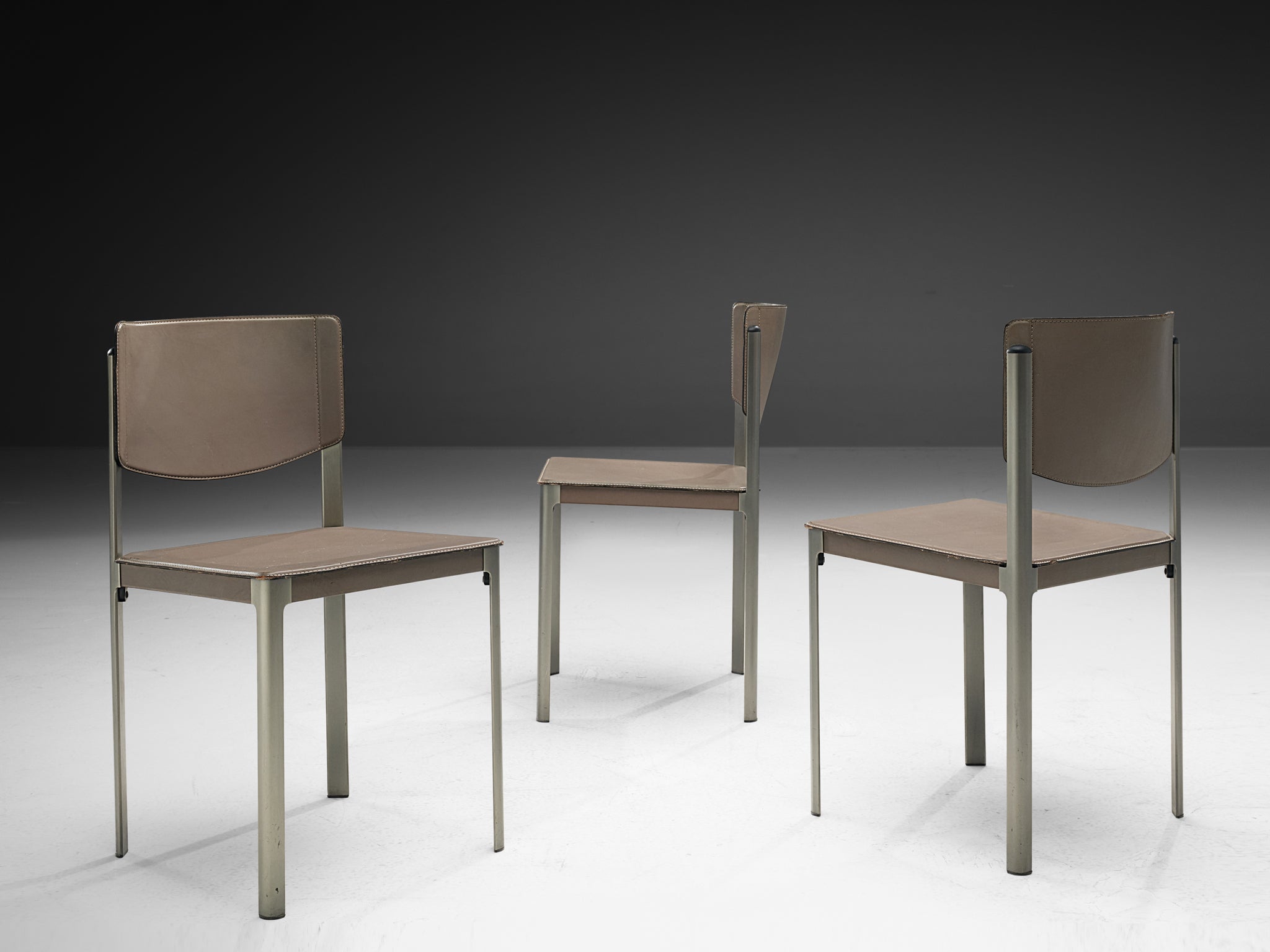 Matteo Grassi Dining Chairs in Leather and Steel Seating Morentz