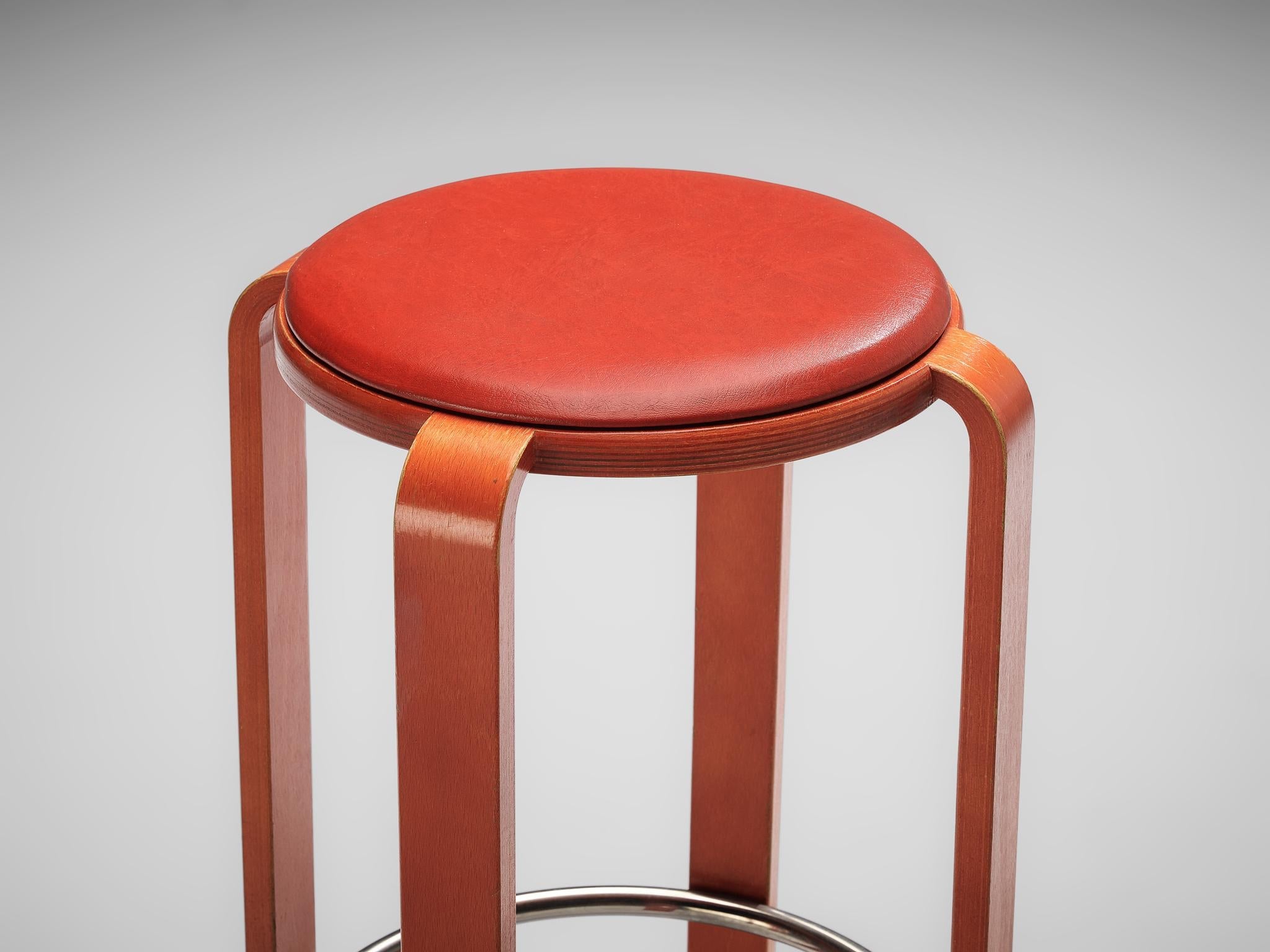 Bruno Rey for Dietiker Red Barstool seating Morentz