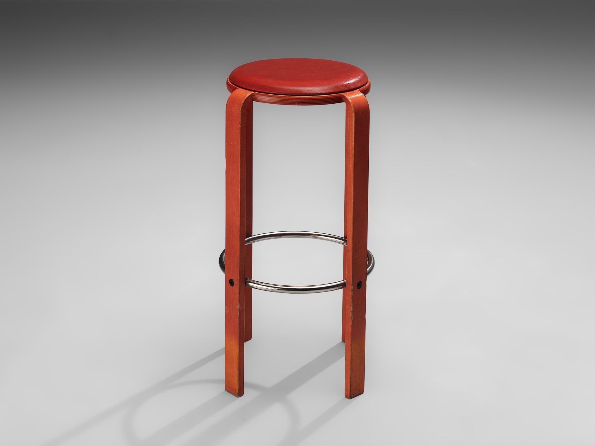 Bruno Rey for Dietiker Red Barstool seating Morentz