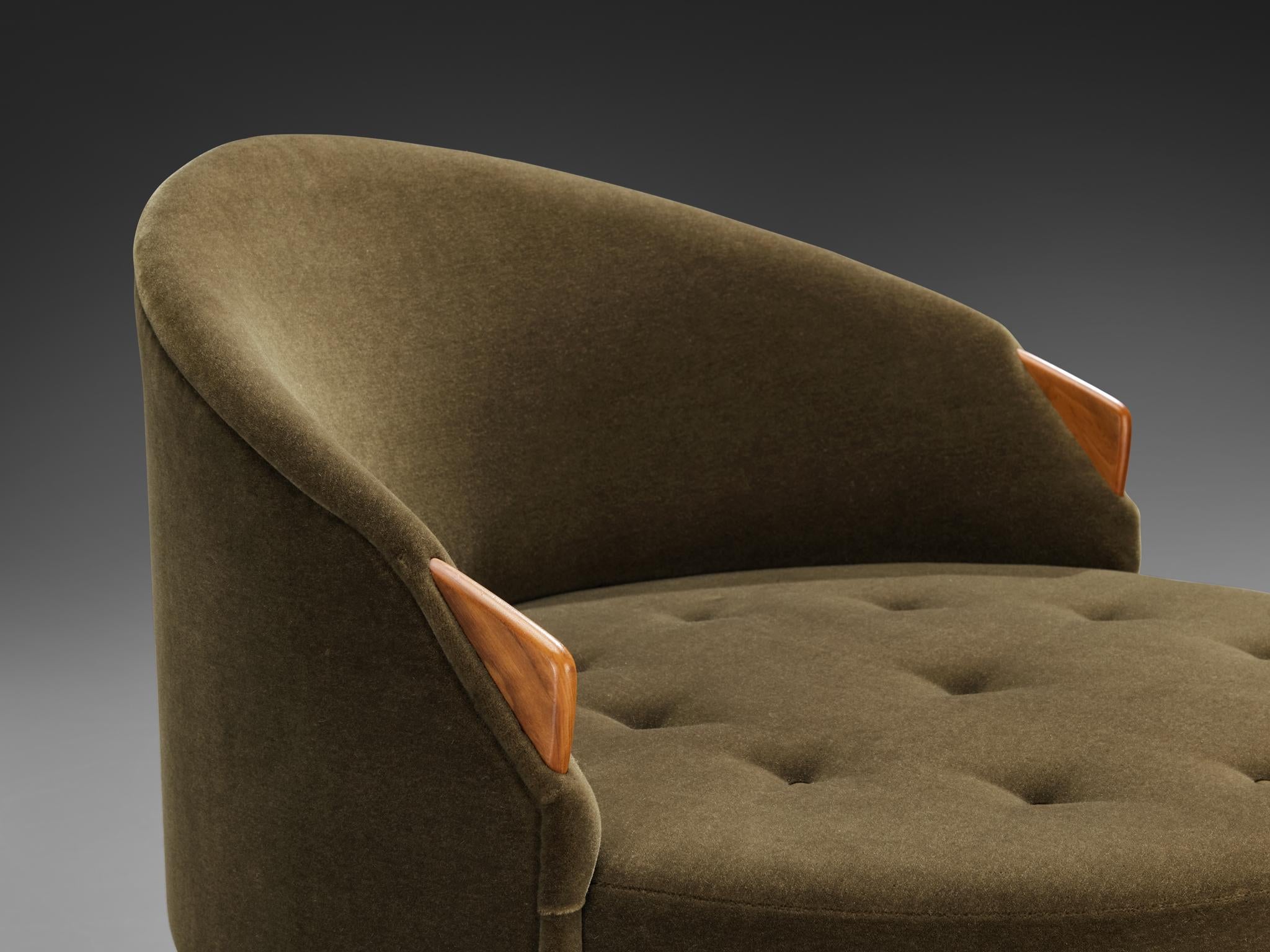 Adrian Pearsall 'Havana' Chair with Ottoman in Olive Green Pierre Frey seating Morentz