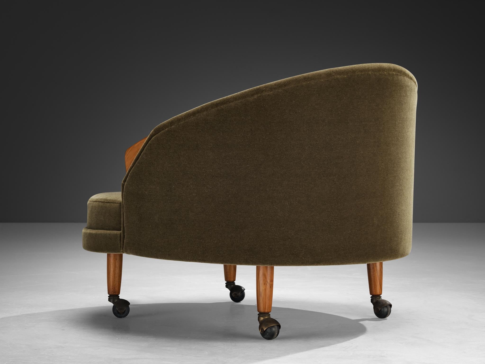 Adrian Pearsall 'Havana' Chair with Ottoman in Olive Green Pierre Frey seating Morentz
