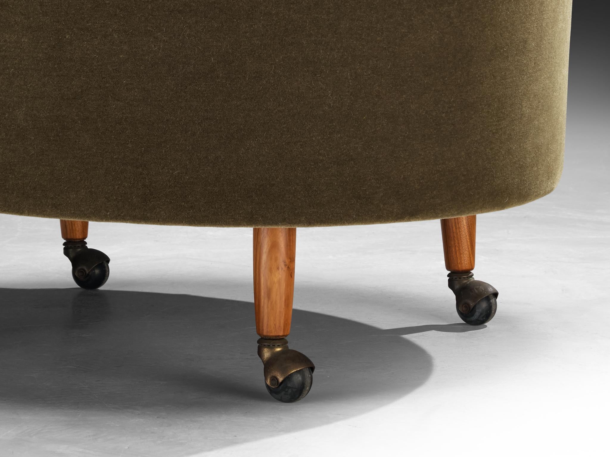 Adrian Pearsall 'Havana' Chair with Ottoman in Olive Green Pierre Frey seating Morentz