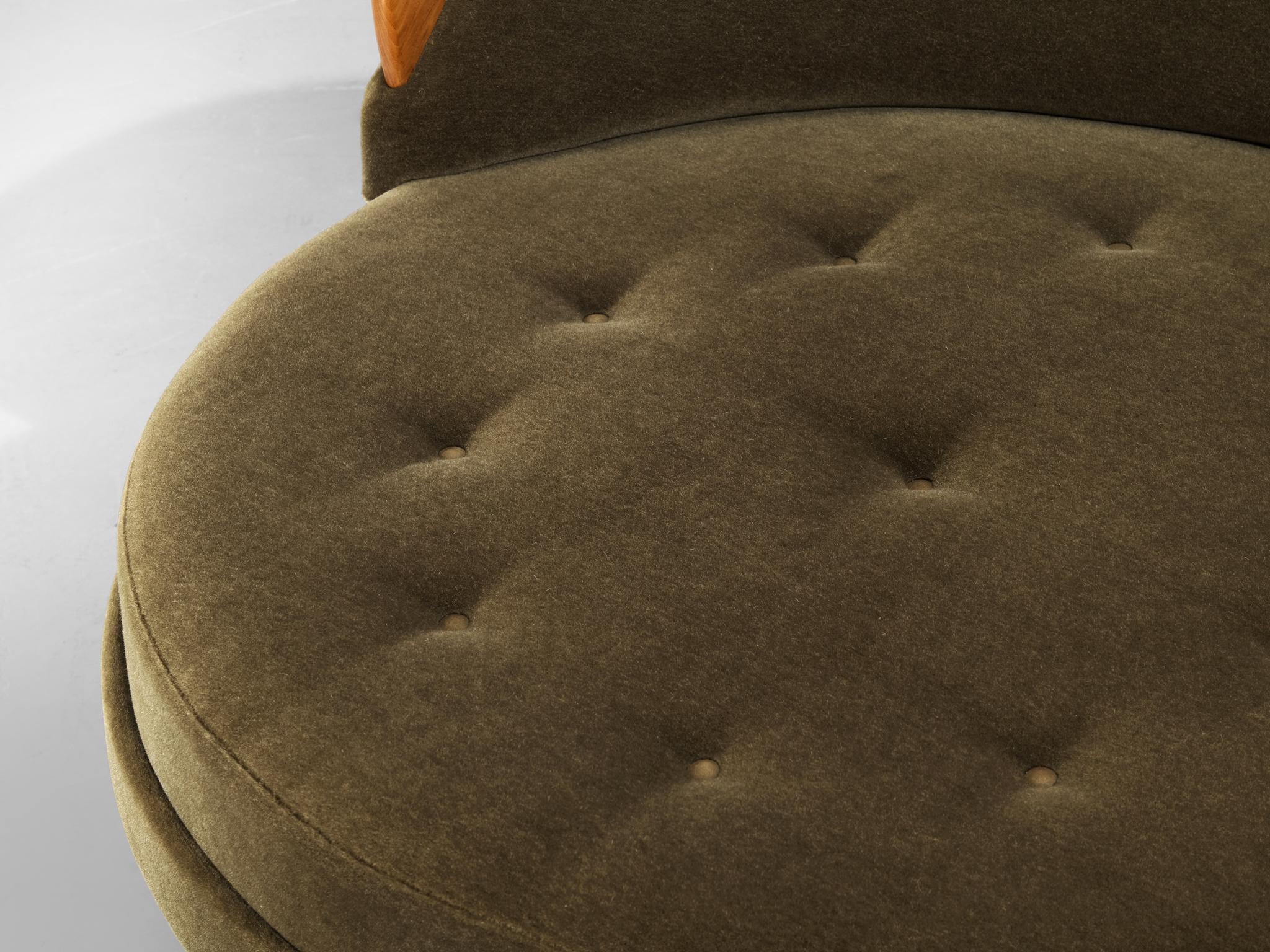 Adrian Pearsall 'Havana' Chair with Ottoman in Olive Green Pierre Frey seating Morentz