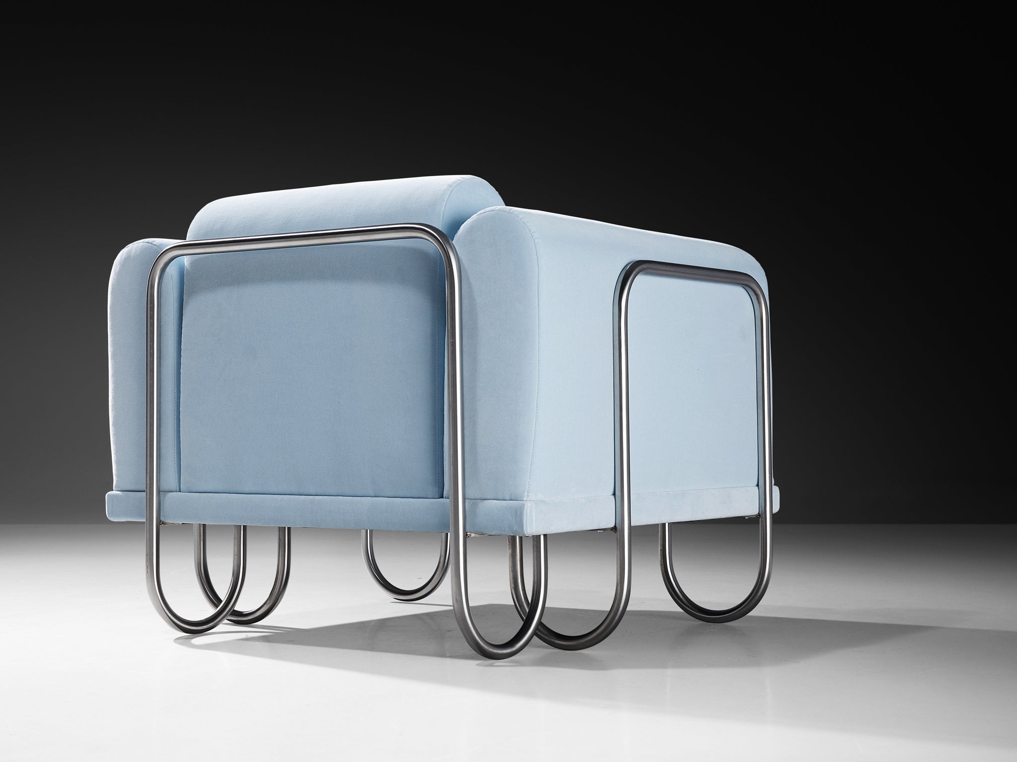 Byron Botker for Landes Lounge Chairs in Light Blue Velvet Seating Morentz