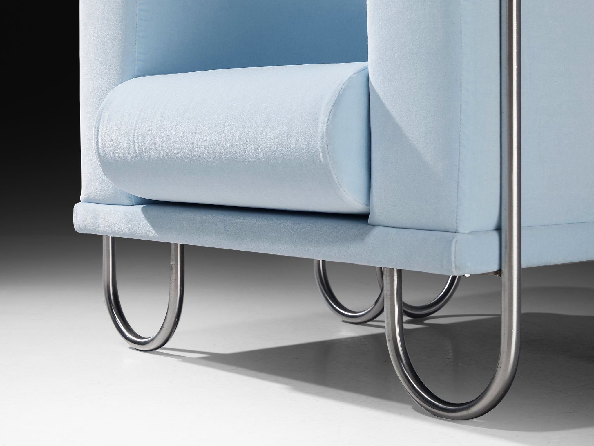 Byron Botker for Landes Lounge Chairs in Light Blue Velvet Seating Morentz