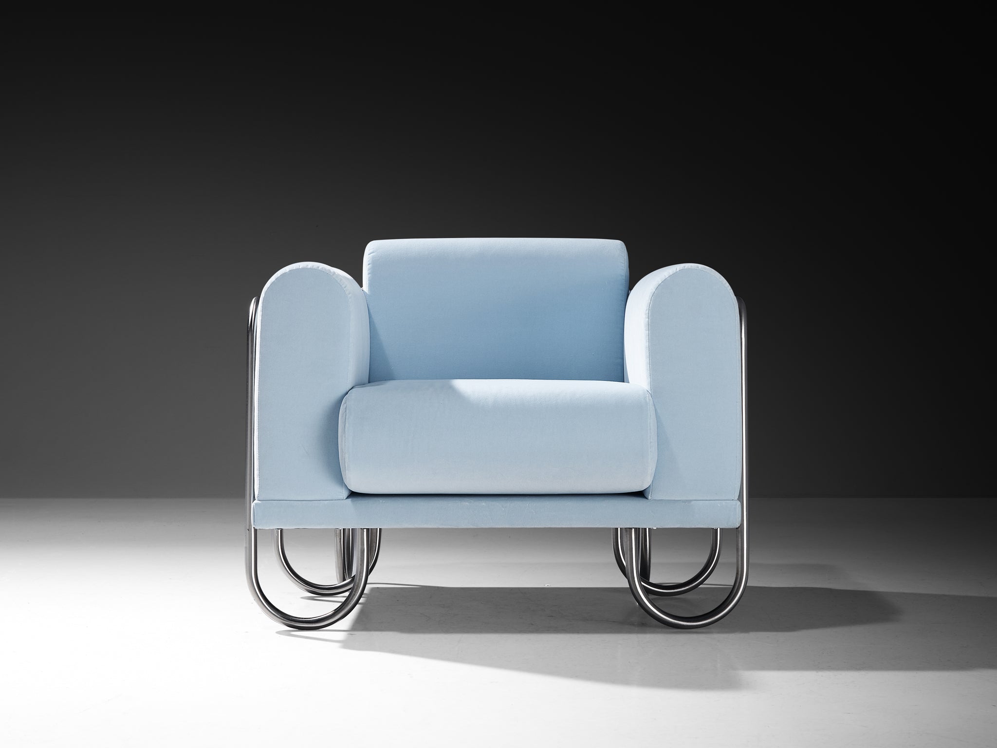 Byron Botker for Landes Lounge Chairs in Light Blue Velvet Seating Morentz