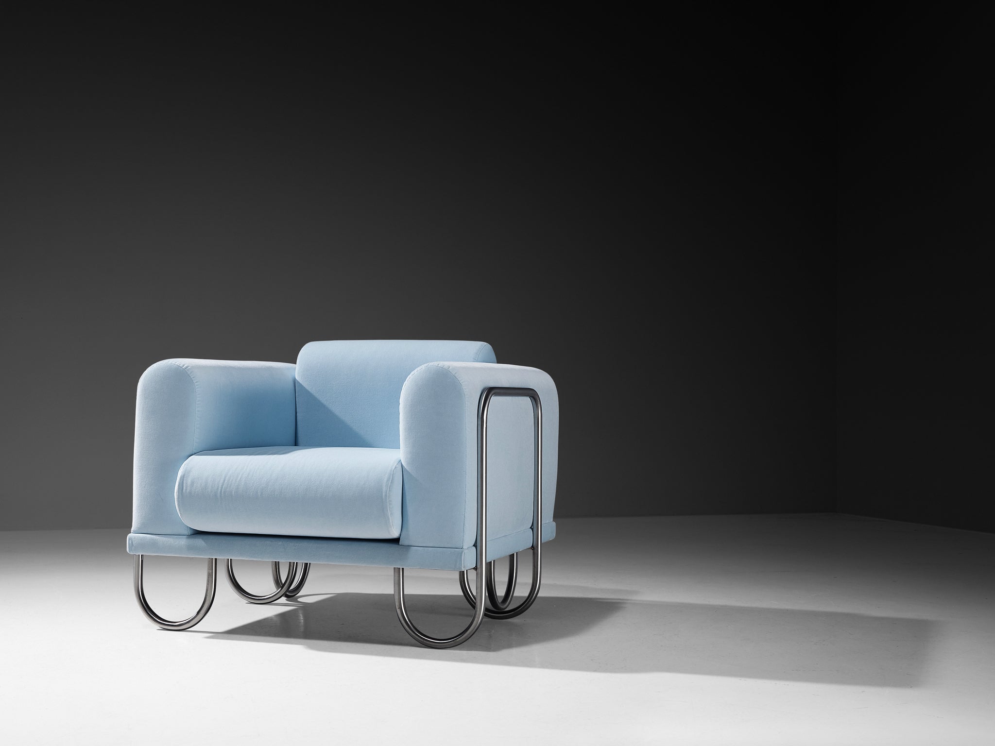 Byron Botker for Landes Lounge Chairs in Light Blue Velvet Seating Morentz