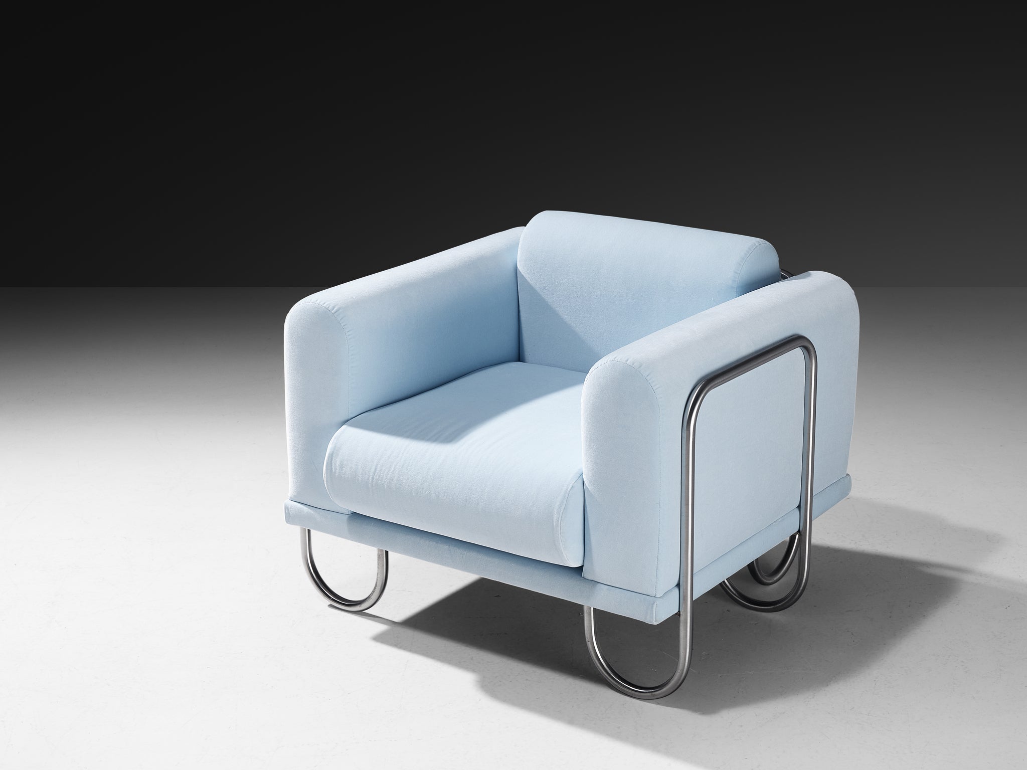 Byron Botker for Landes Lounge Chairs in Light Blue Velvet Seating Morentz