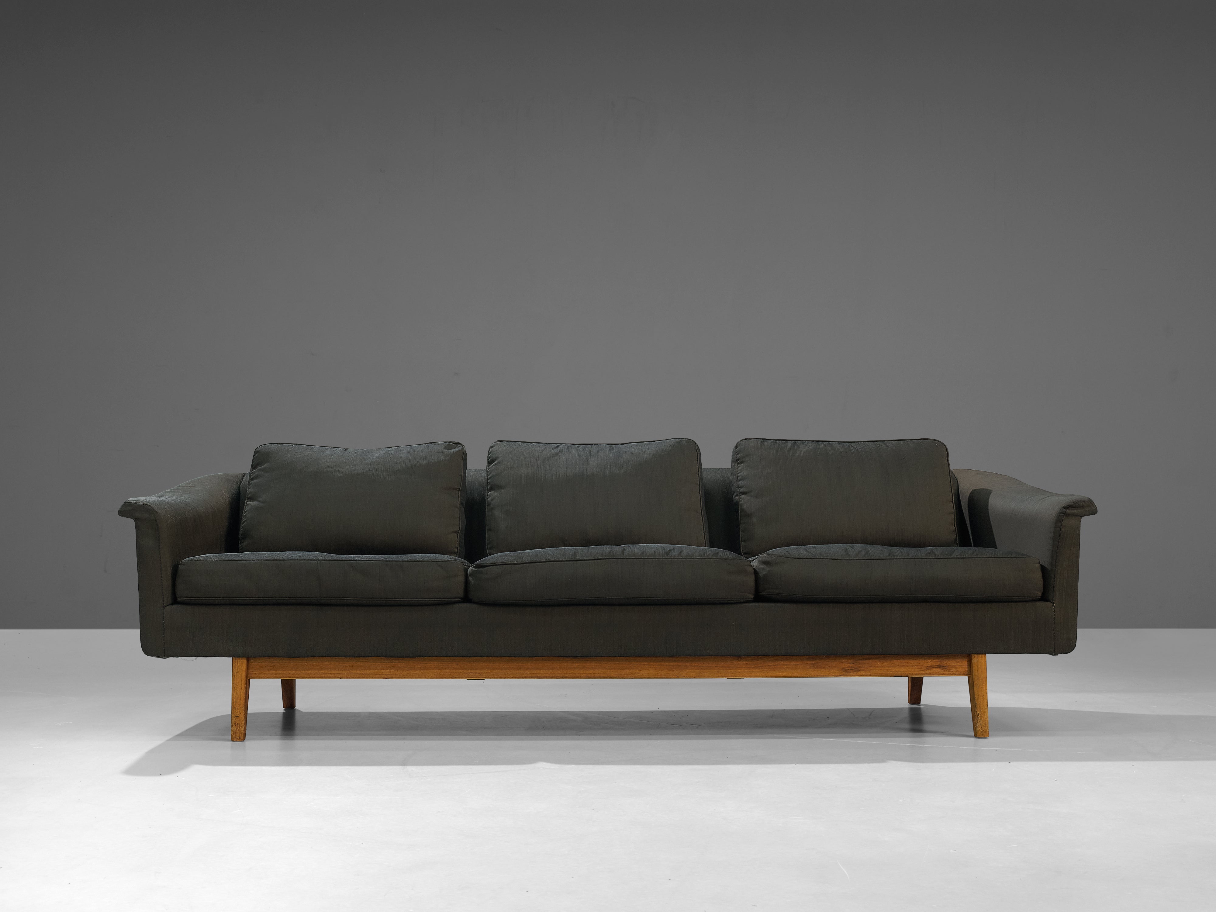 Folke Ohlsson for Dux ‘Passadena’ Sofa in Grey Upholstery and Walnut seating Morentz