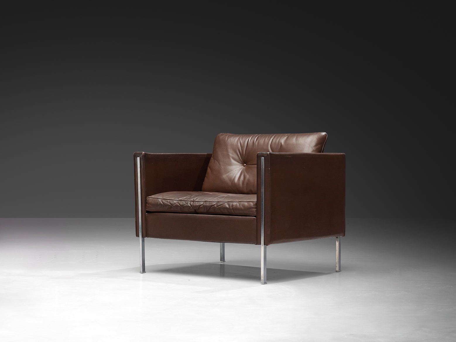 Pierre Paulin for Artifort Armchair Model '442' in Brown Leather seating Morentz