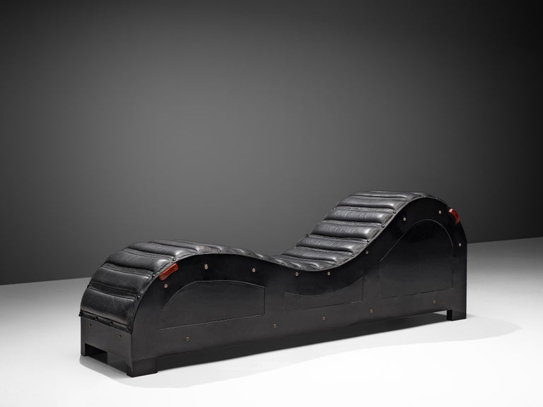 Mats Theselius for Källemo Exclusive Chaise Longue in Black Leather