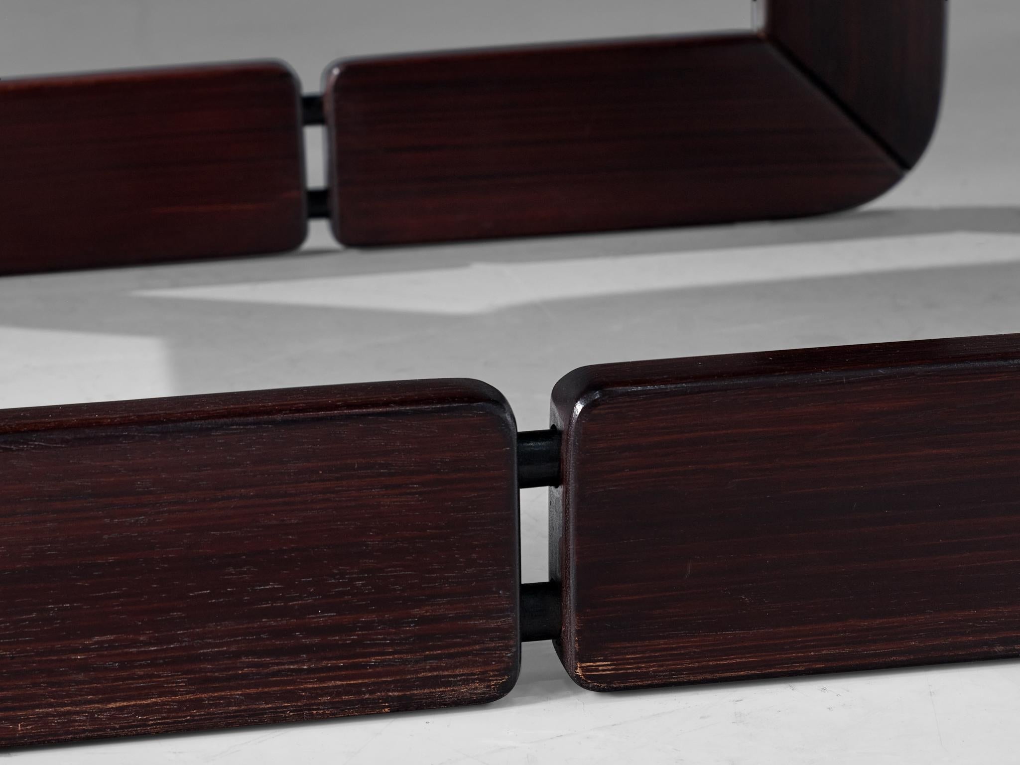 Percival Lafer Ottoman in Olive Green Leather and Mahogany seating Morentz