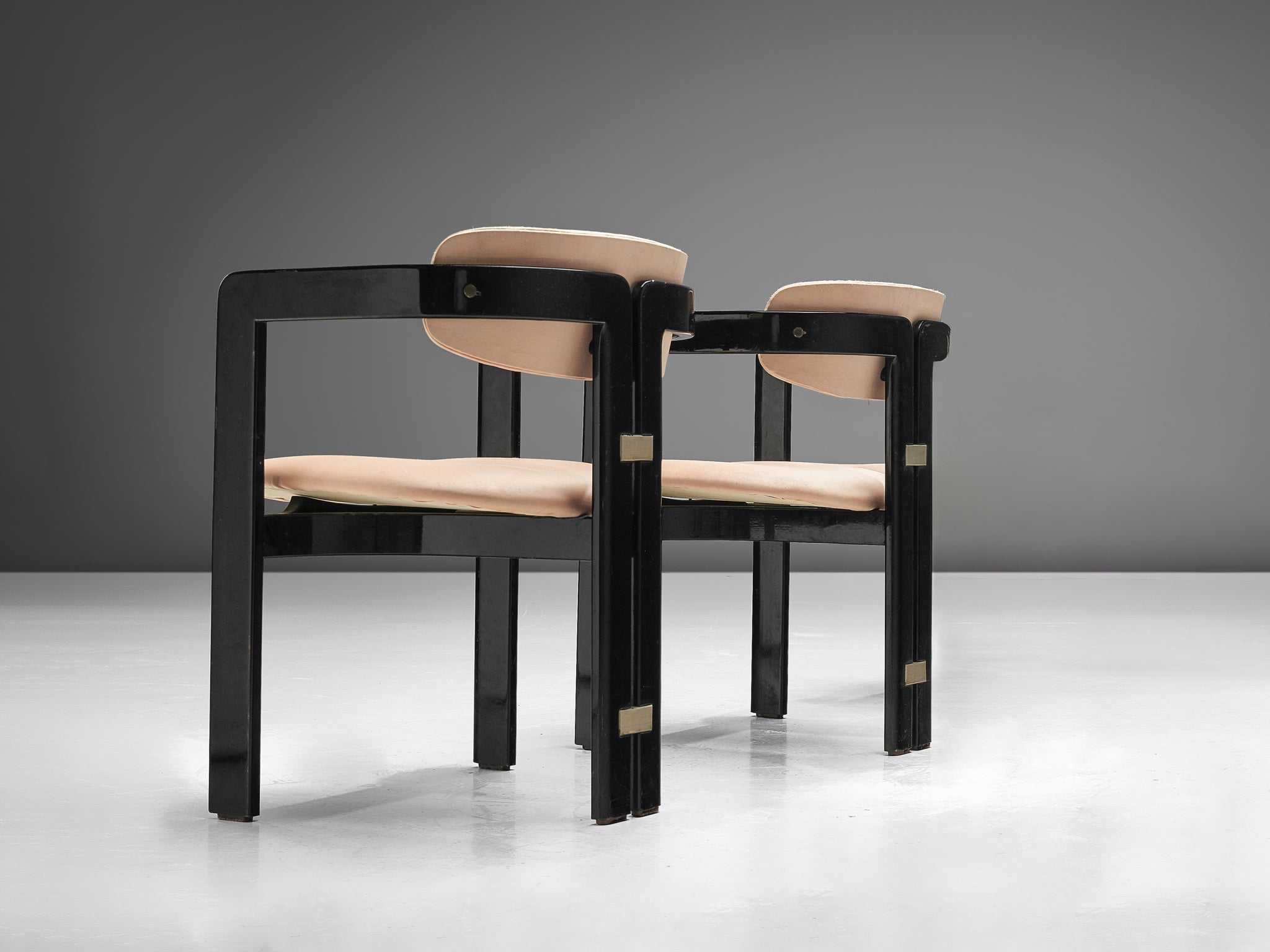 Augusto Savini Pair of 'Pamplona' Armchairs in Ash and Pink Upholstery seating Morentz