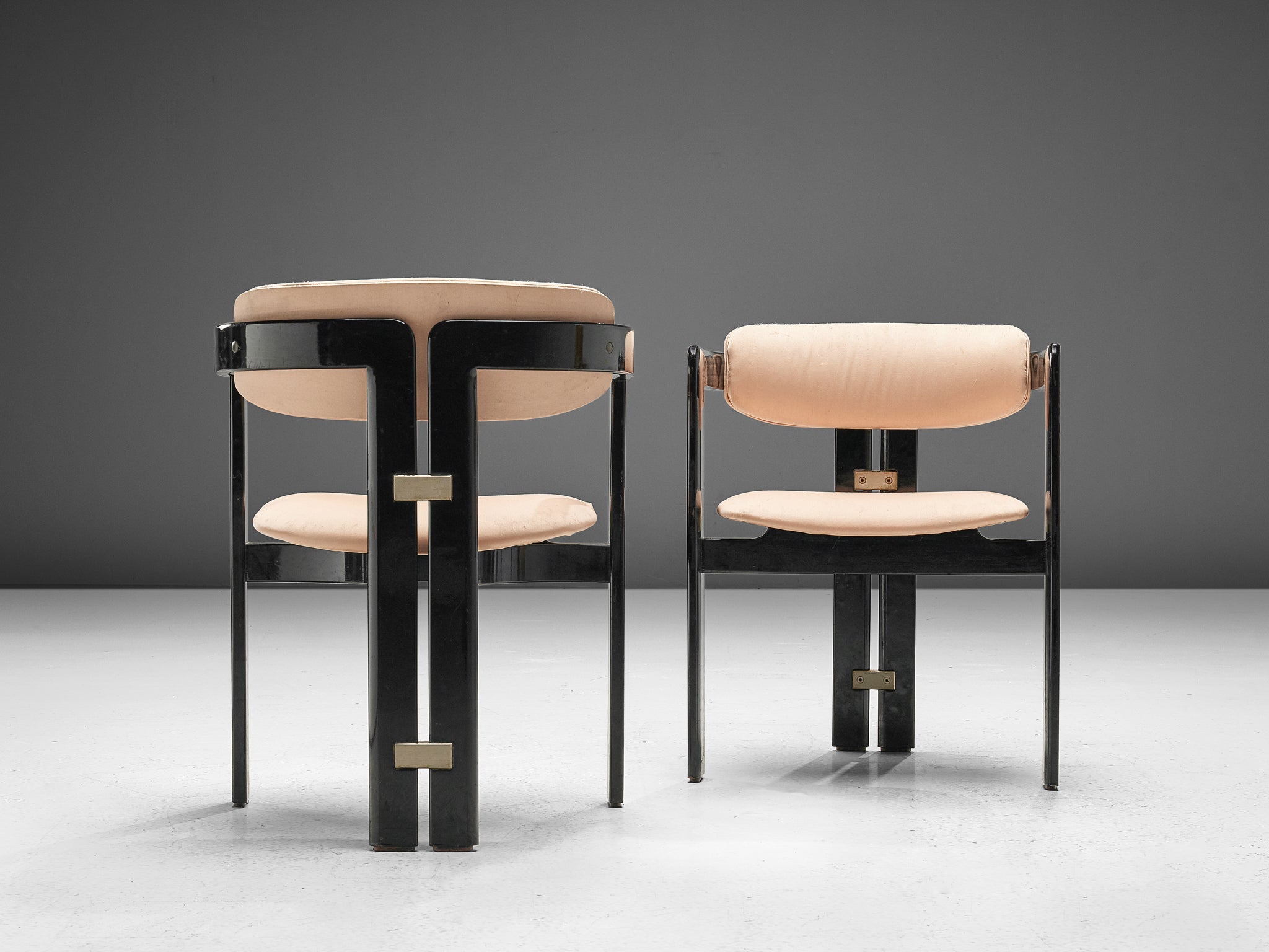 Augusto Savini Pair of 'Pamplona' Armchairs in Ash and Pink Upholstery seating Morentz