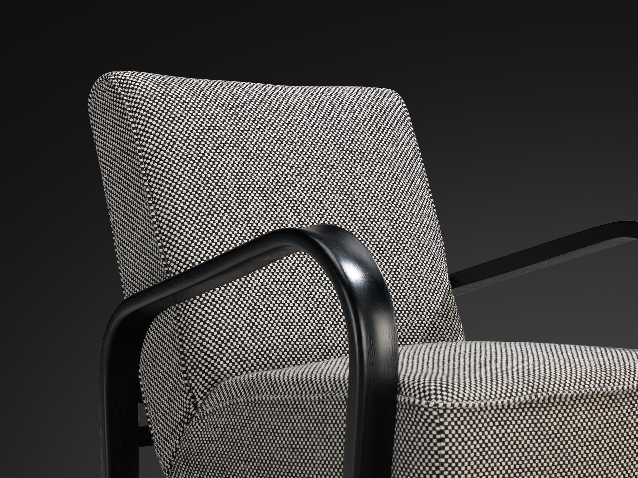 Jindrich Halabala Lounge Chair in Black-and-White Checkered Upholstery seating Morentz
