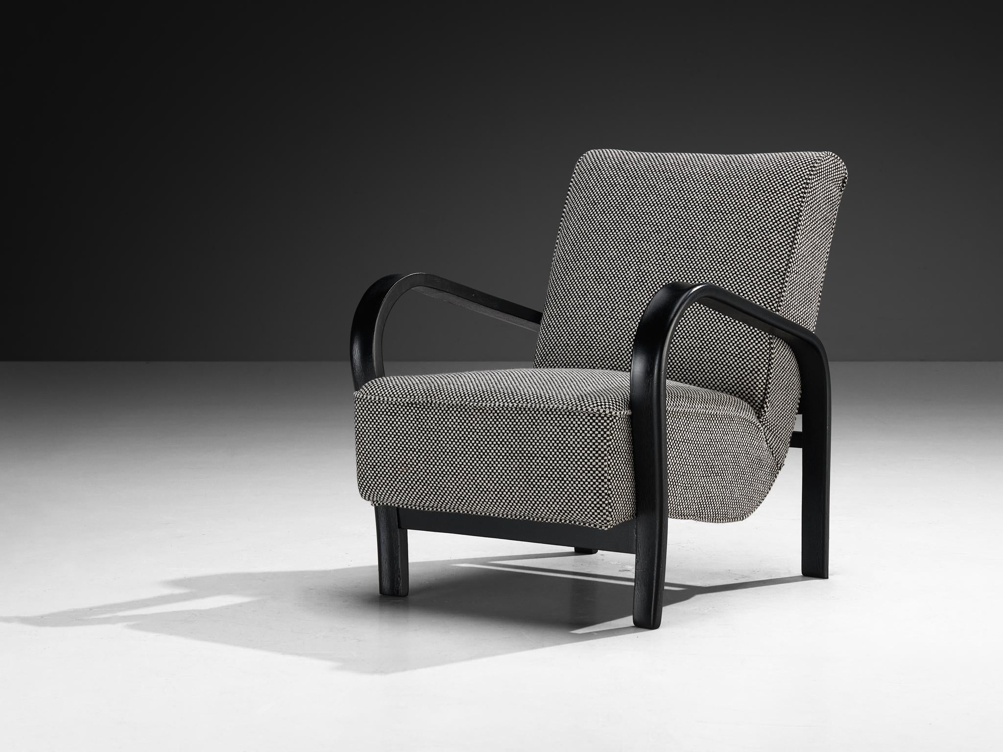 Jindrich Halabala Lounge Chairs in Black-and-White Checkered Upholstery seating Morentz