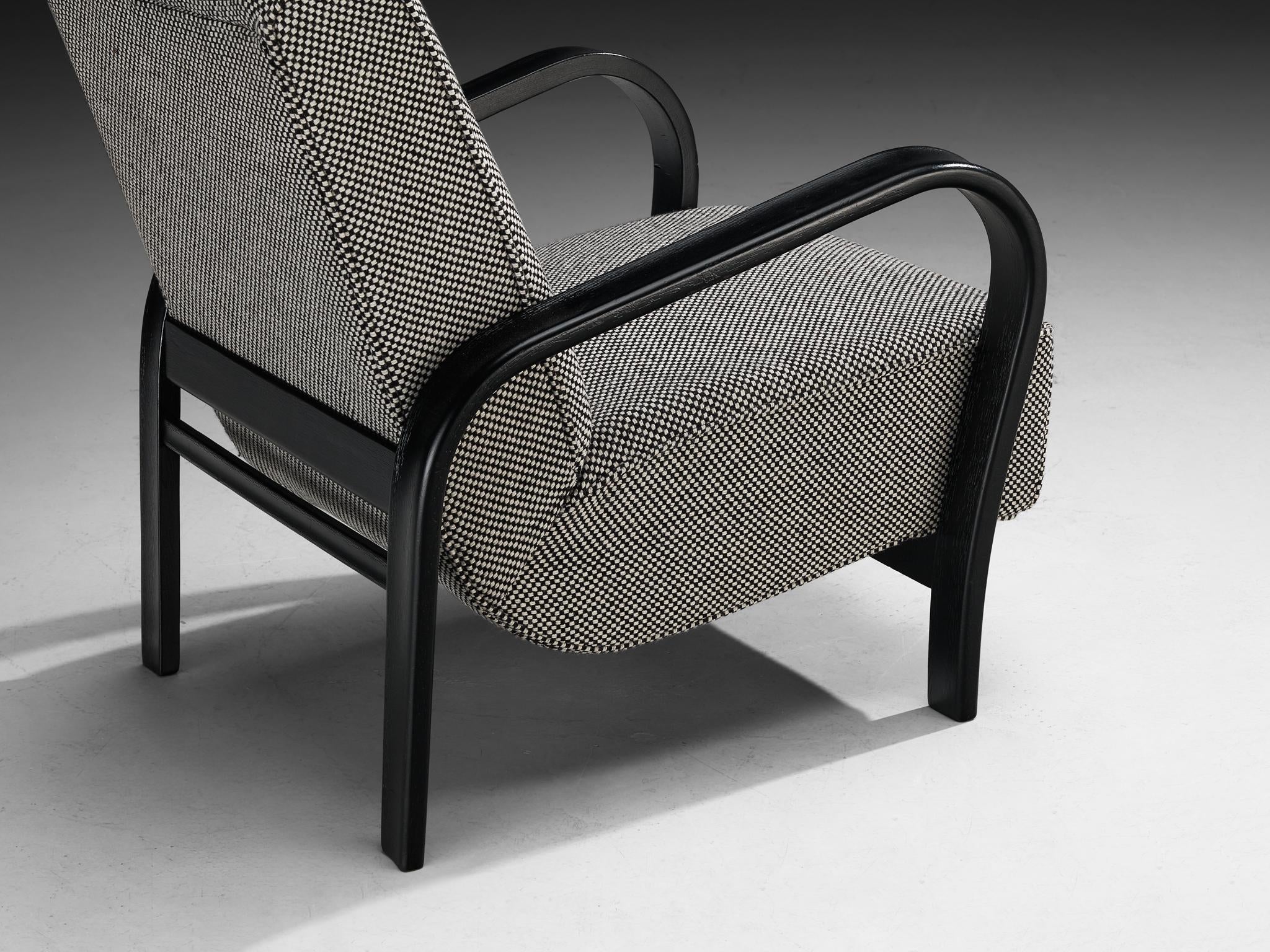 Jindrich Halabala Lounge Chair in Black-and-White Checkered Upholstery seating Morentz