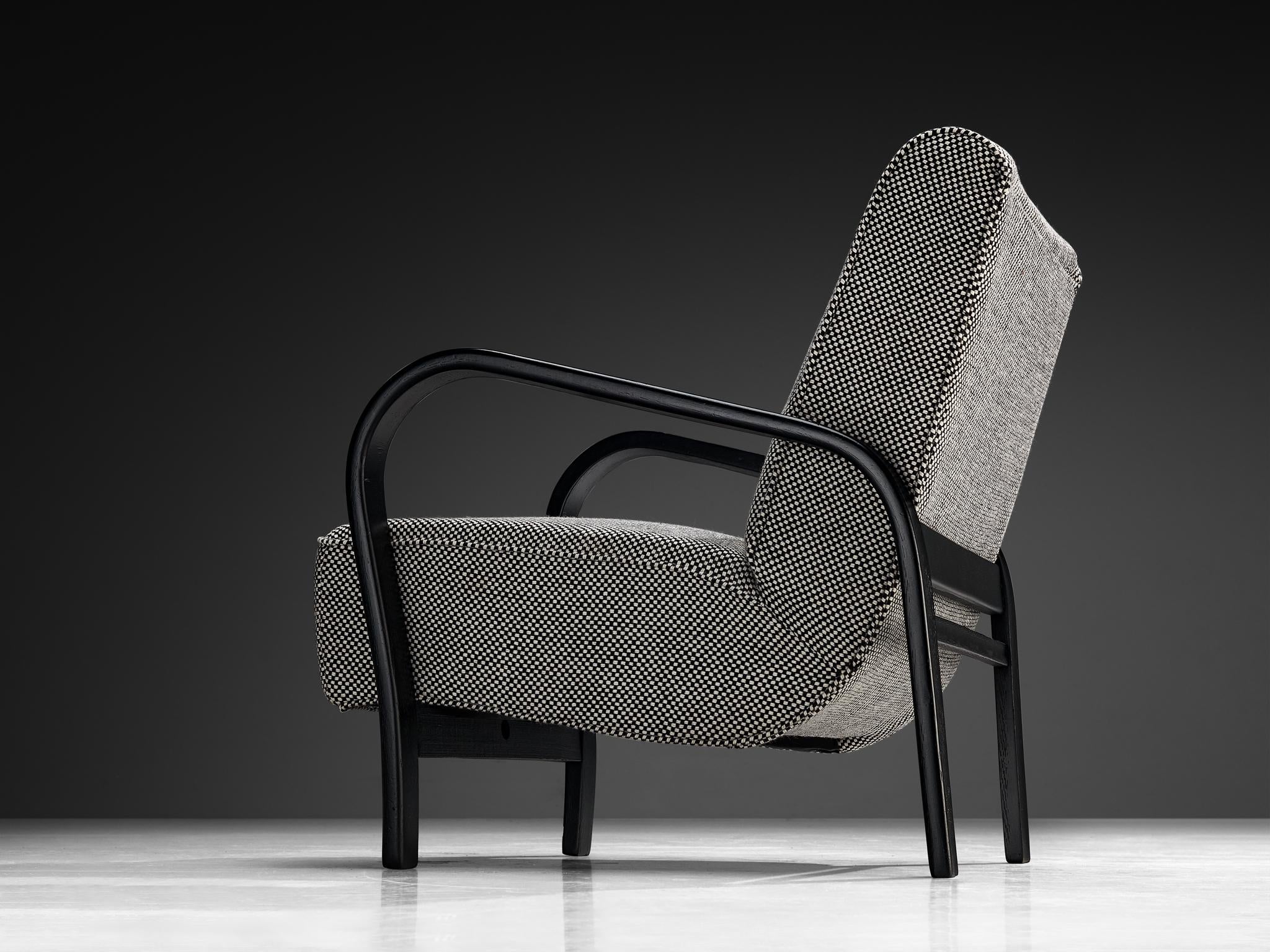 Jindrich Halabala Lounge Chairs in Black-and-White Checkered Upholstery seating Morentz