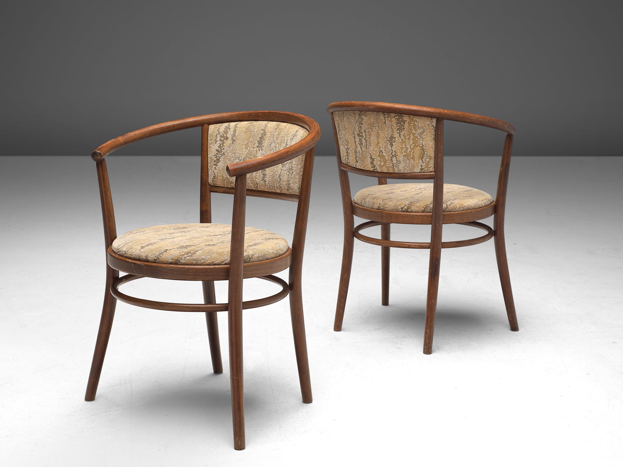 Ton Armchairs in Bentwood with Fabric Upholstery Seating Morentz