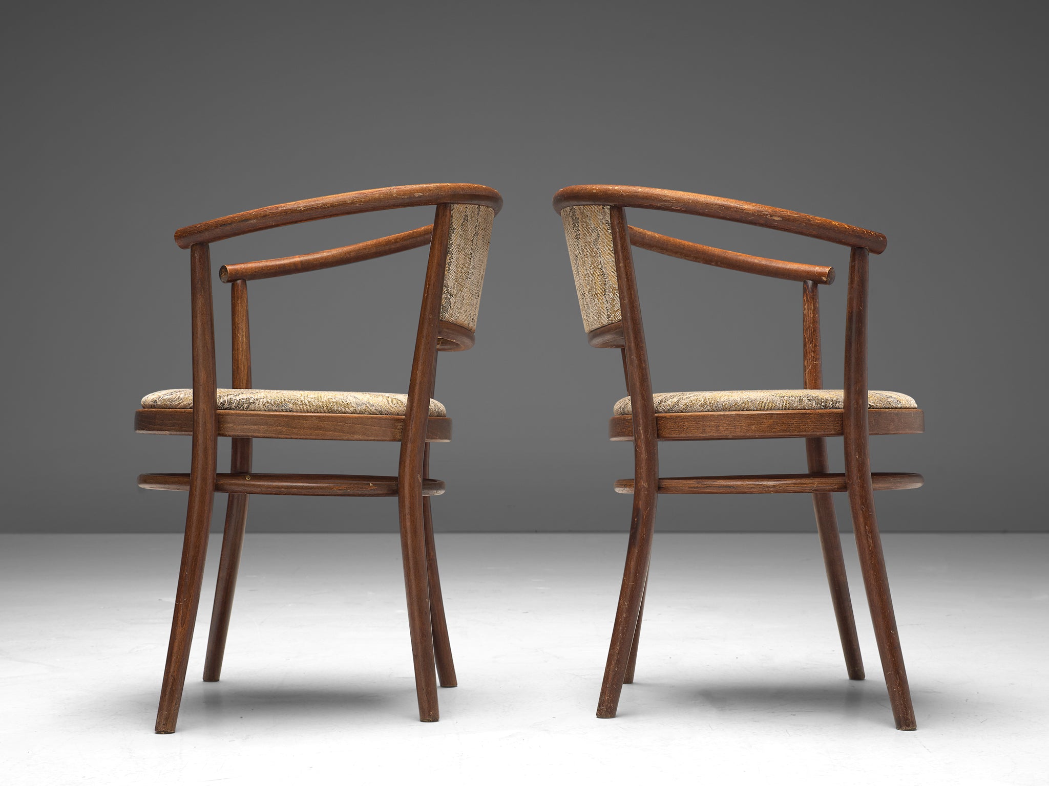Ton Armchairs in Bentwood with Fabric Upholstery Seating Morentz