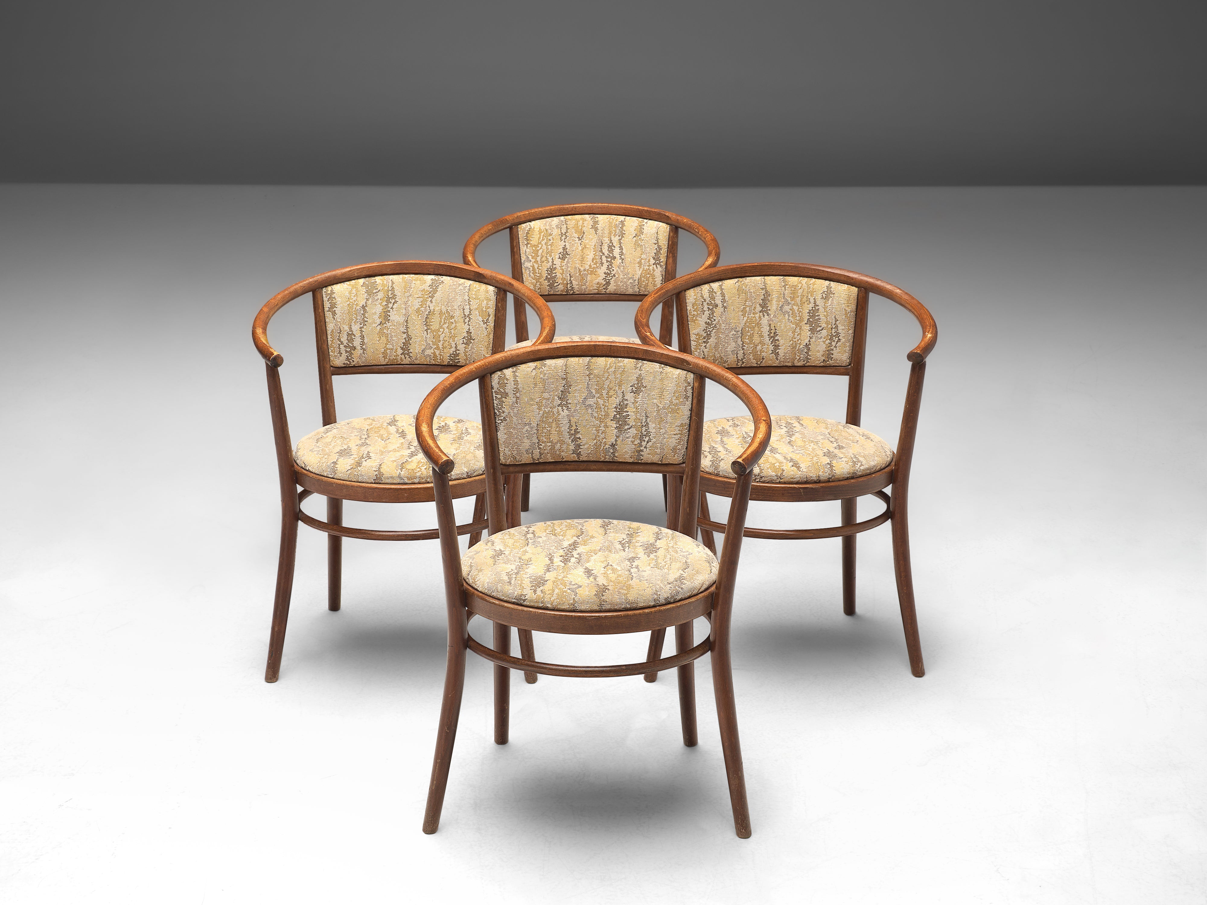 Ton Armchairs in Bentwood with Fabric Upholstery Seating Morentz