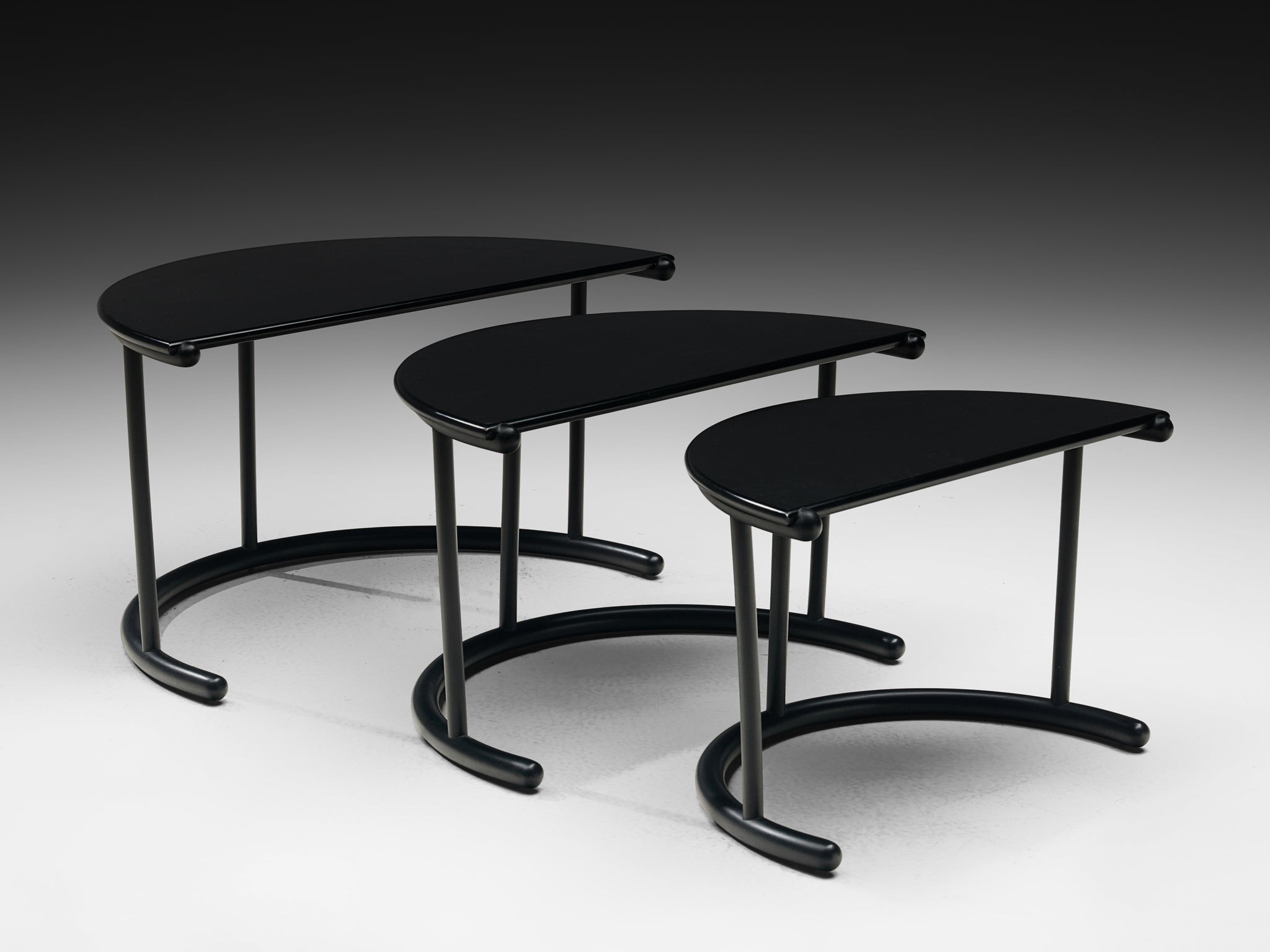 Gianfranco Frattini for Acerbis Nesting Tables 'Tria' in Black Tables Morentz