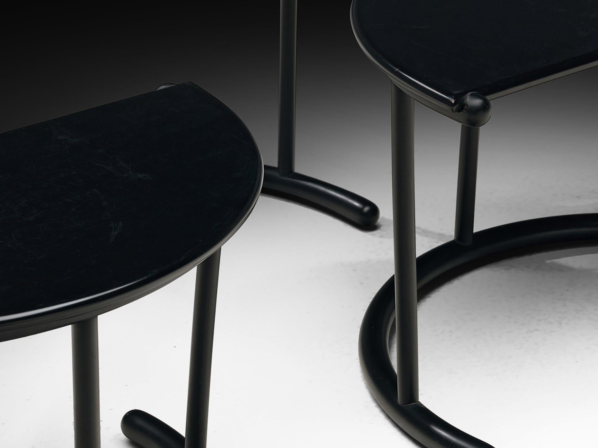 Gianfranco Frattini for Acerbis Nesting Tables 'Tria' in Black Tables Morentz