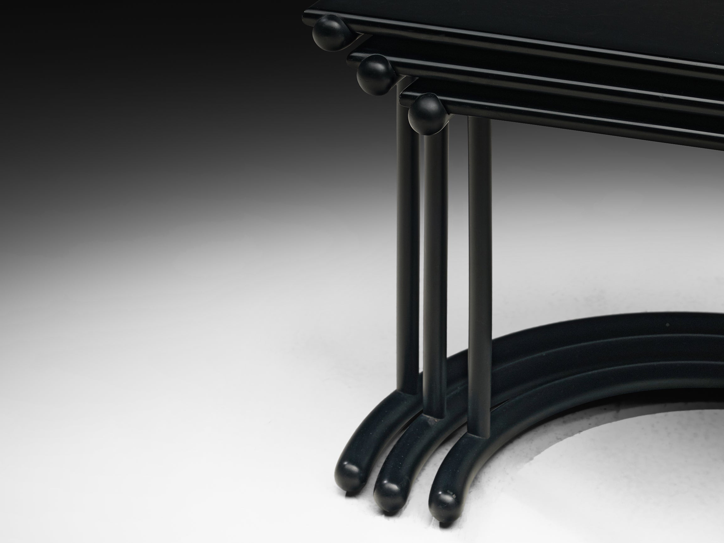 Gianfranco Frattini for Acerbis Nesting Tables 'Tria' in Black Tables Morentz