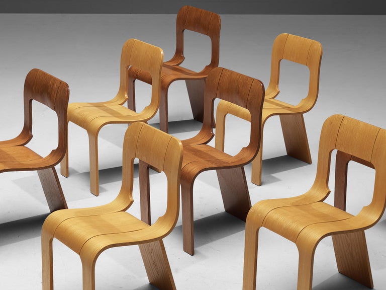 Gigi Sabadin for Stilwood Set of Ten Chairs in Ash Plywood