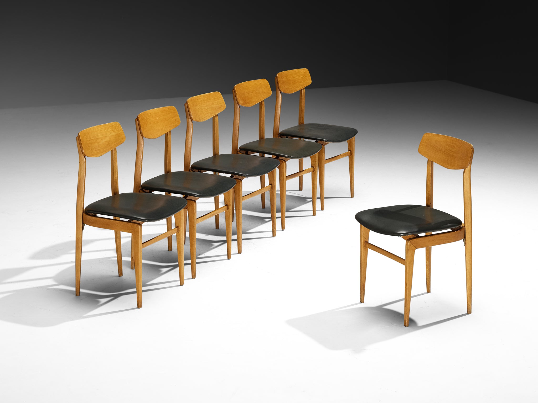 Danish Set of Ten Danish Sculptural Chairs in Blonde Wood Seating Morentz