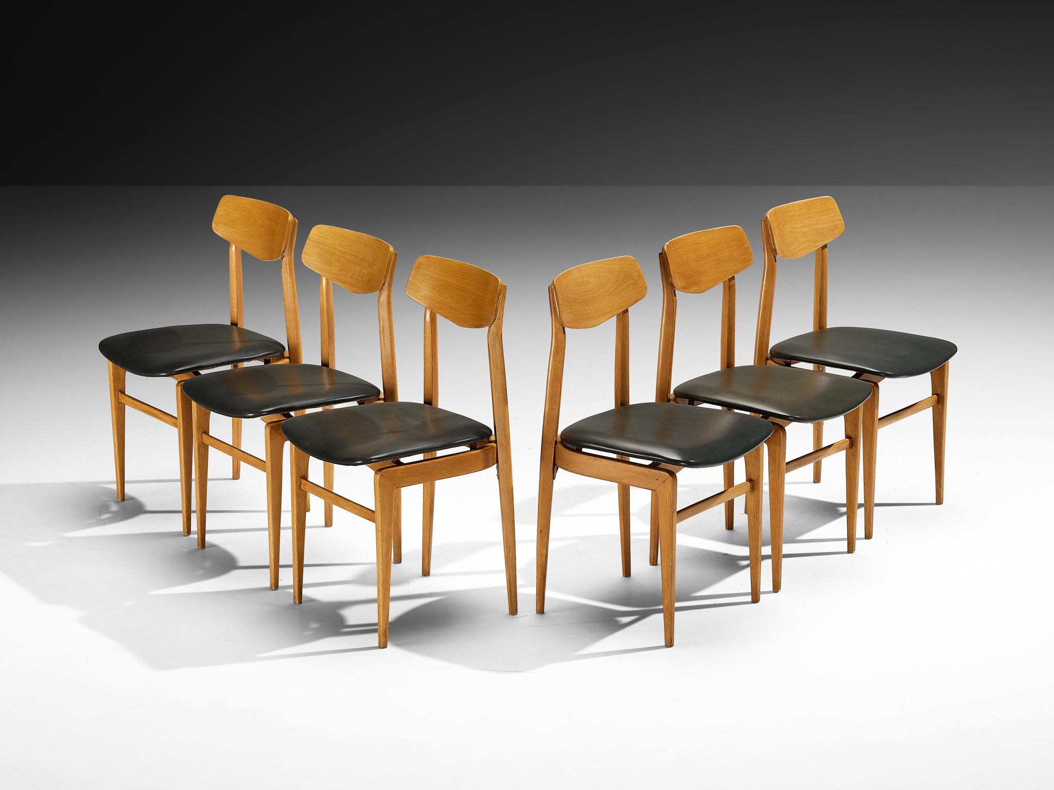 Danish Set of Ten Danish Sculptural Chairs in Blonde Wood Seating Morentz