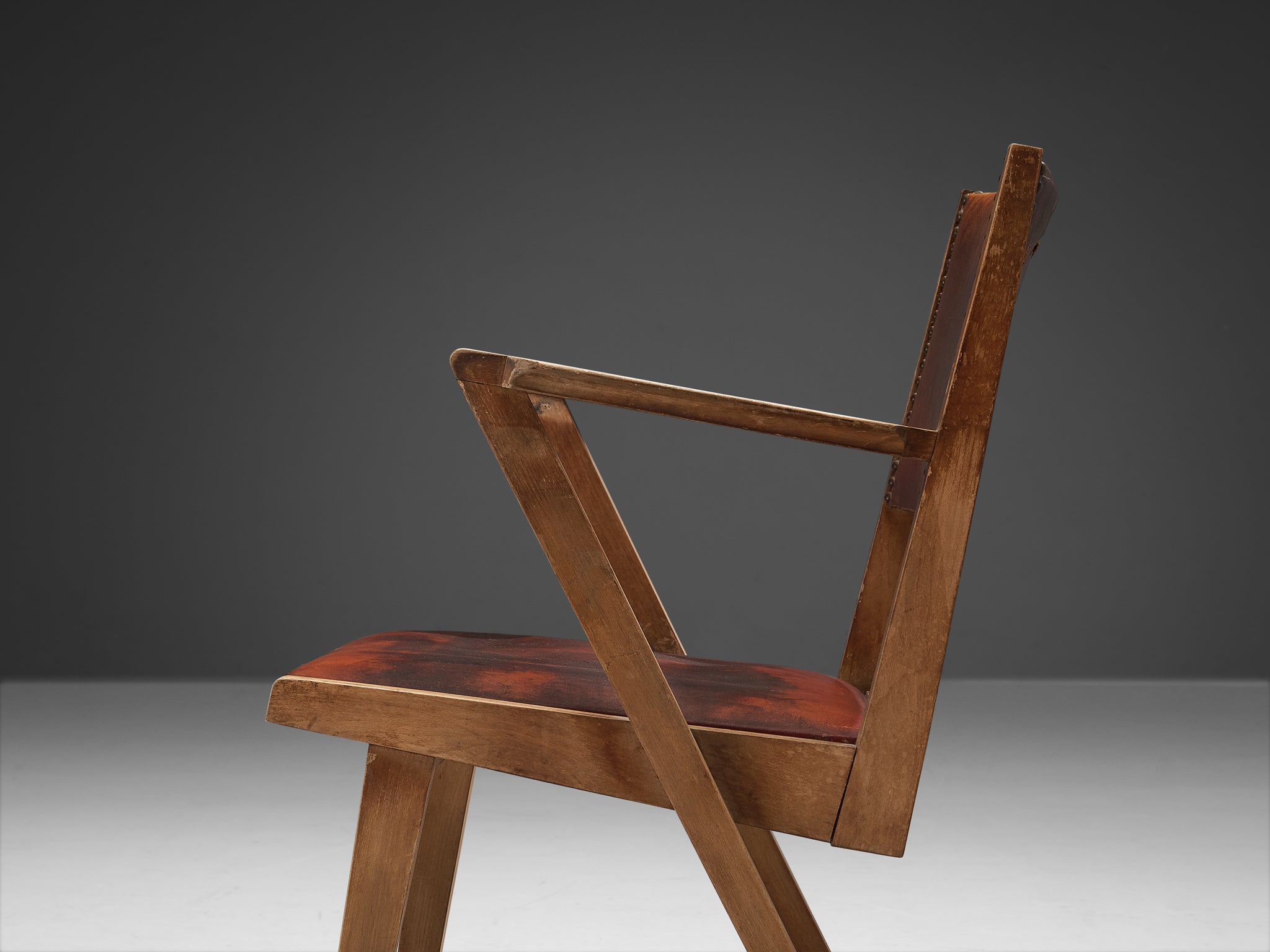 Paul Vandenbulcke for De Coene ‘Efac’ Armchair in Original Patinated Leather Seating Morentz