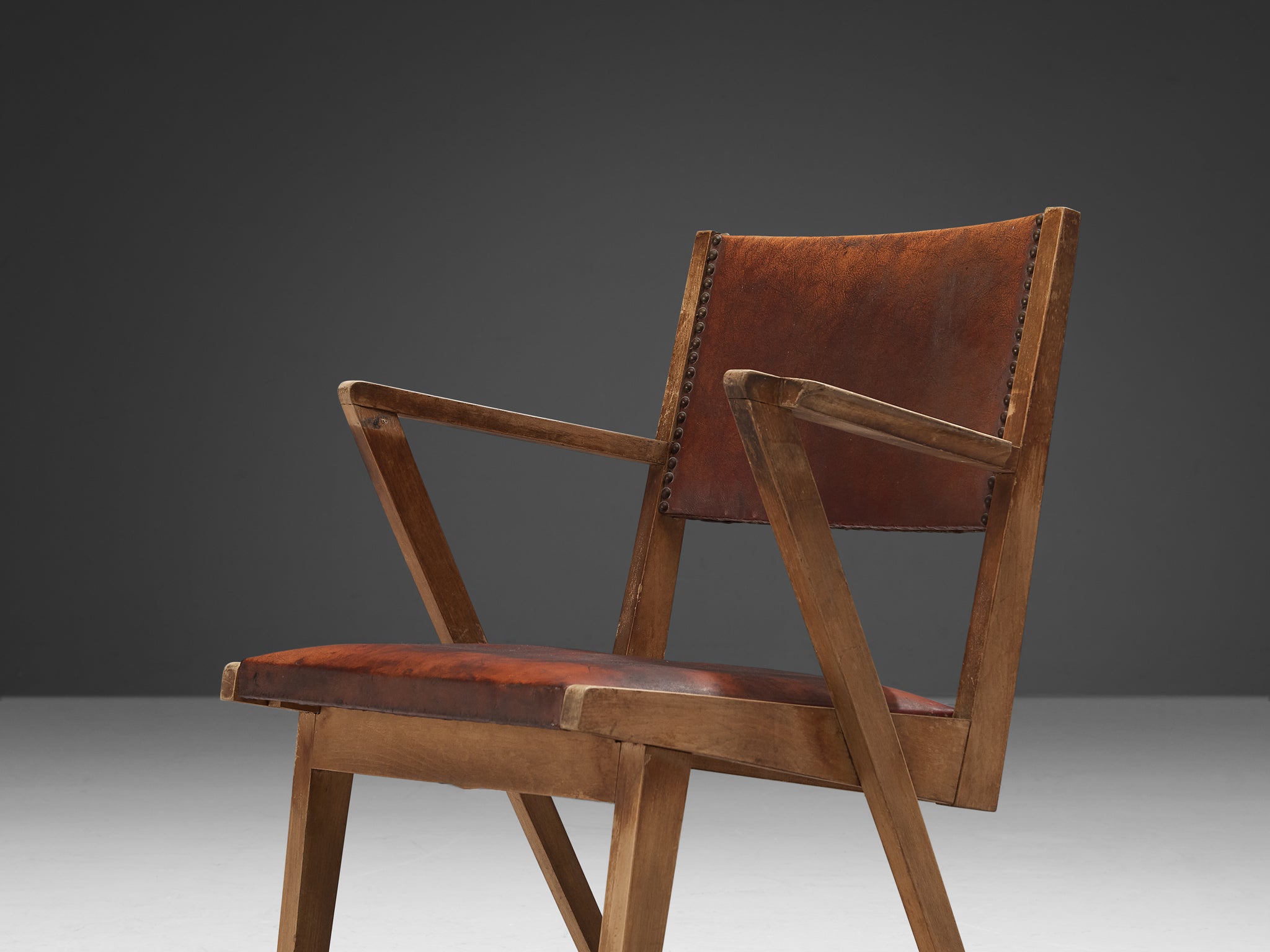 Paul Vandenbulcke for De Coene ‘Efac’ Armchair in Original Patinated Leather Seating Morentz