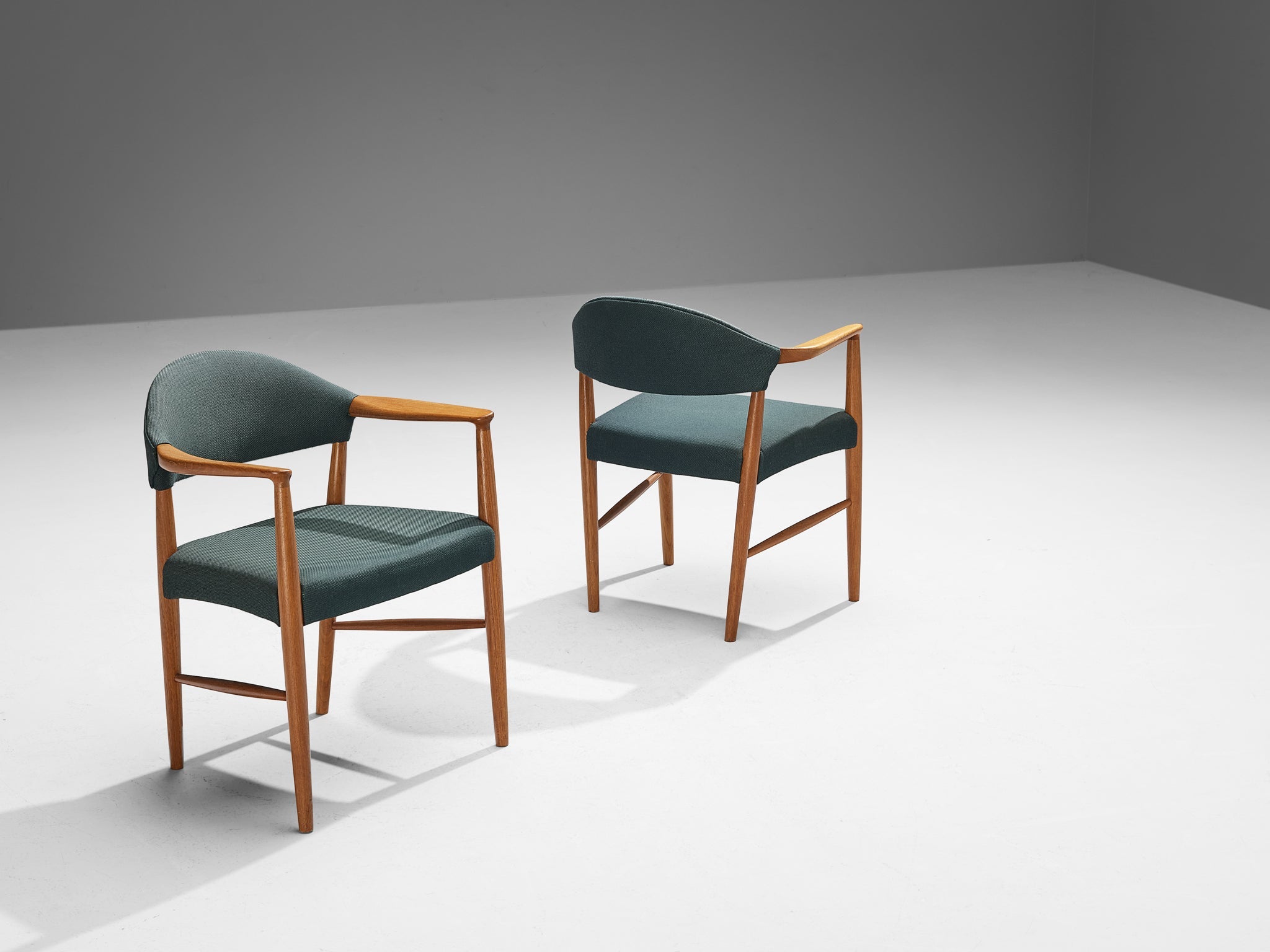 Kurt Olsen for Slagelse Mobelvaerk Armchairs in Teak and Green Upholstery seating Morentz
