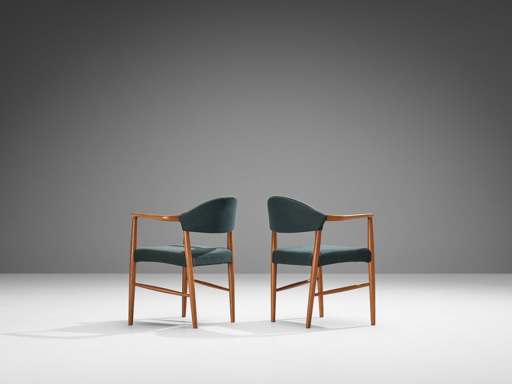 Kurt Olsen for Slagelse Mobelvaerk Armchairs in Teak and Green Upholstery seating Morentz