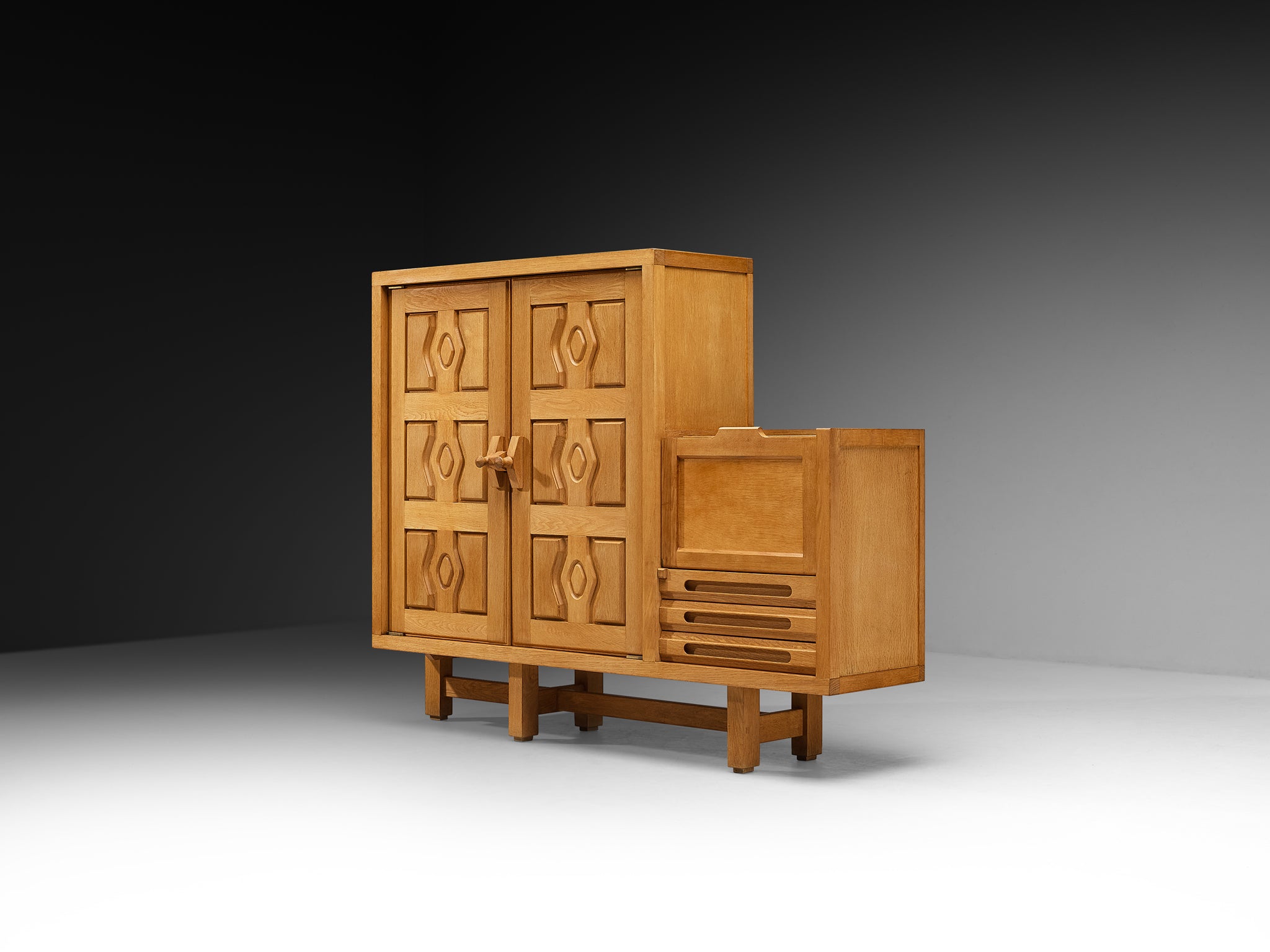 Guillerme & Chambron 'Thierry' Cabinet in Oak and Ceramic Case pieces and storage cabinets Morentz