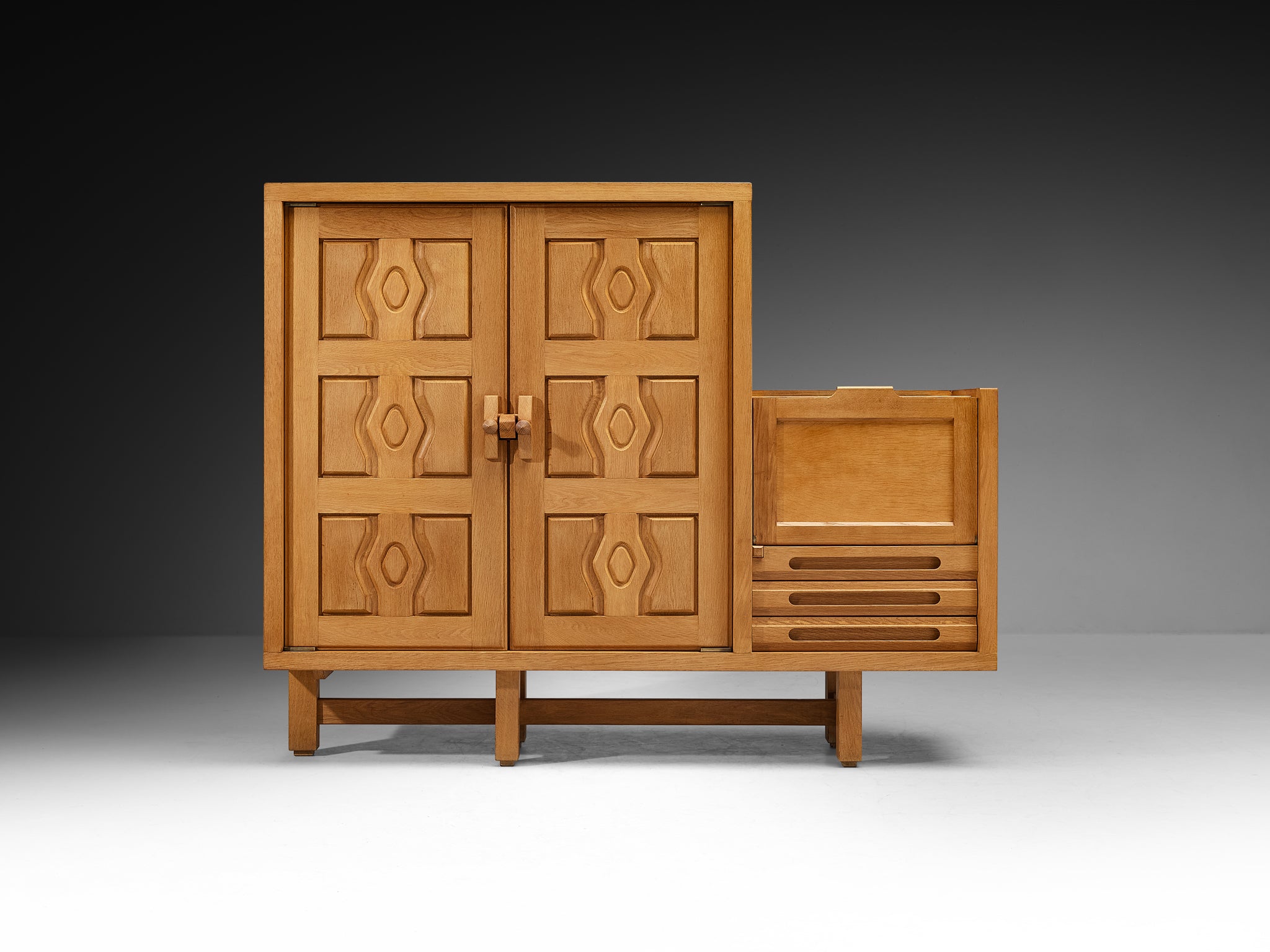 Guillerme & Chambron 'Thierry' Cabinet in Oak and Ceramic Case pieces and storage cabinets Morentz